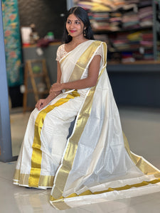 Stripe Weaving Kerala Cotton Set Mundu | GAT259