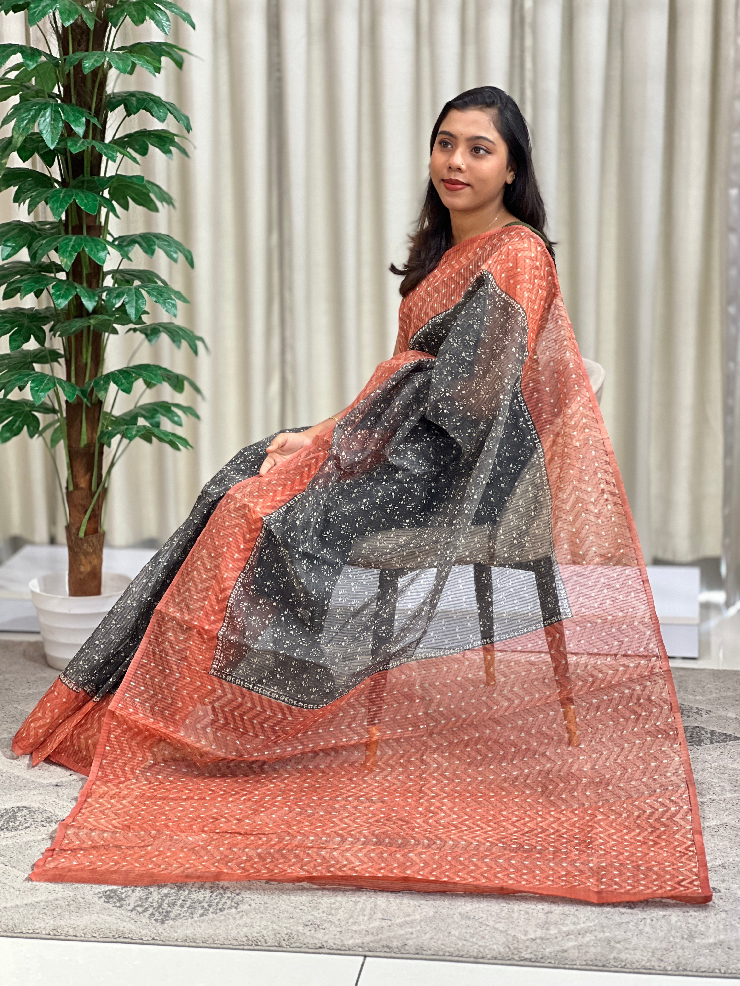 Zig Zag Muga Check Kota Saree | BJSC765