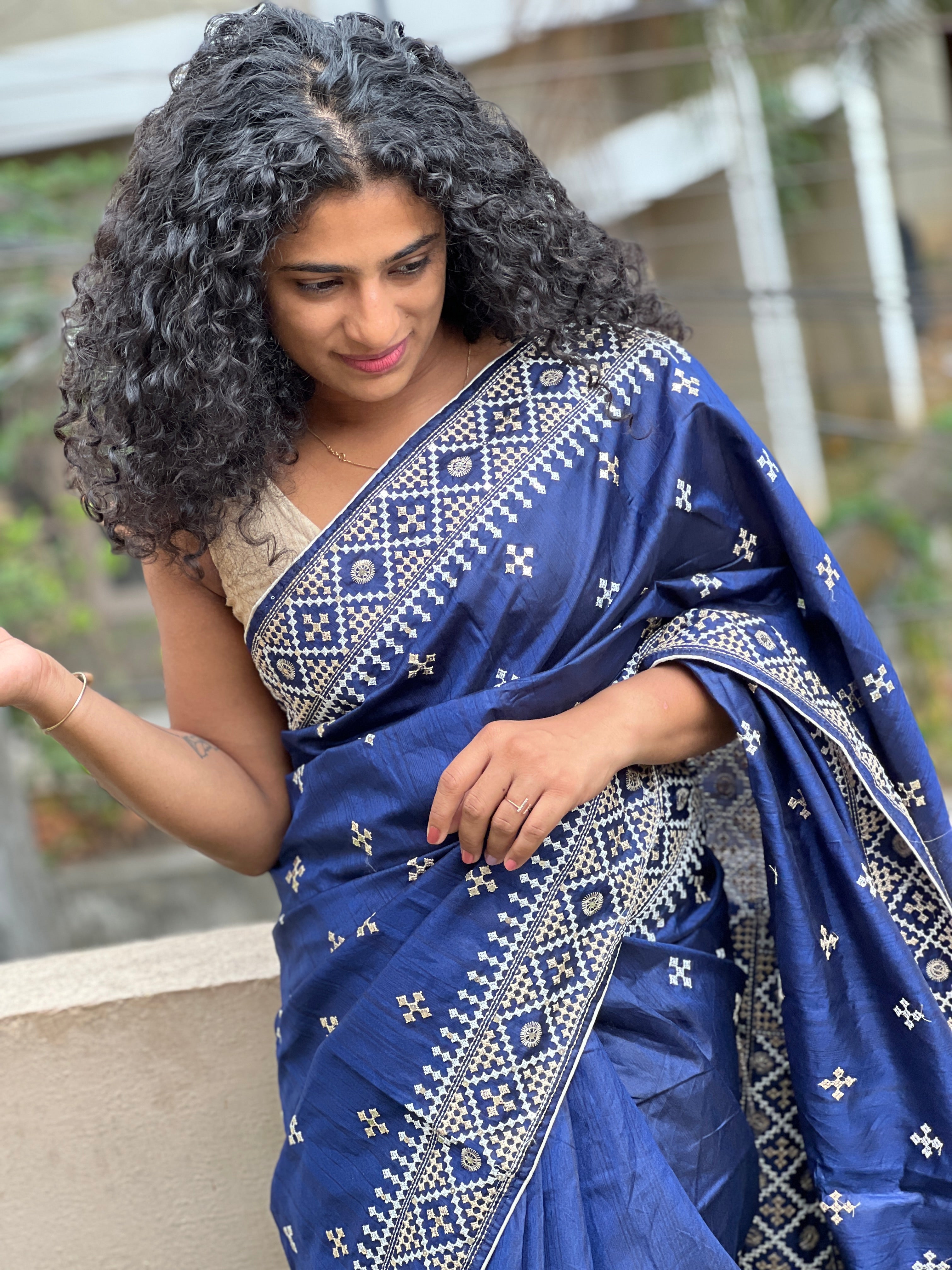 Kutch Work Embroidery Semi Silk Saree | RP429