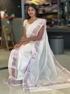 Stripe Weaving Kerala Cotton Set Mundu | GAT258