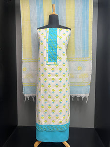 Block Print With Embroidery Detailed Cotton Salwar Set | SW2184