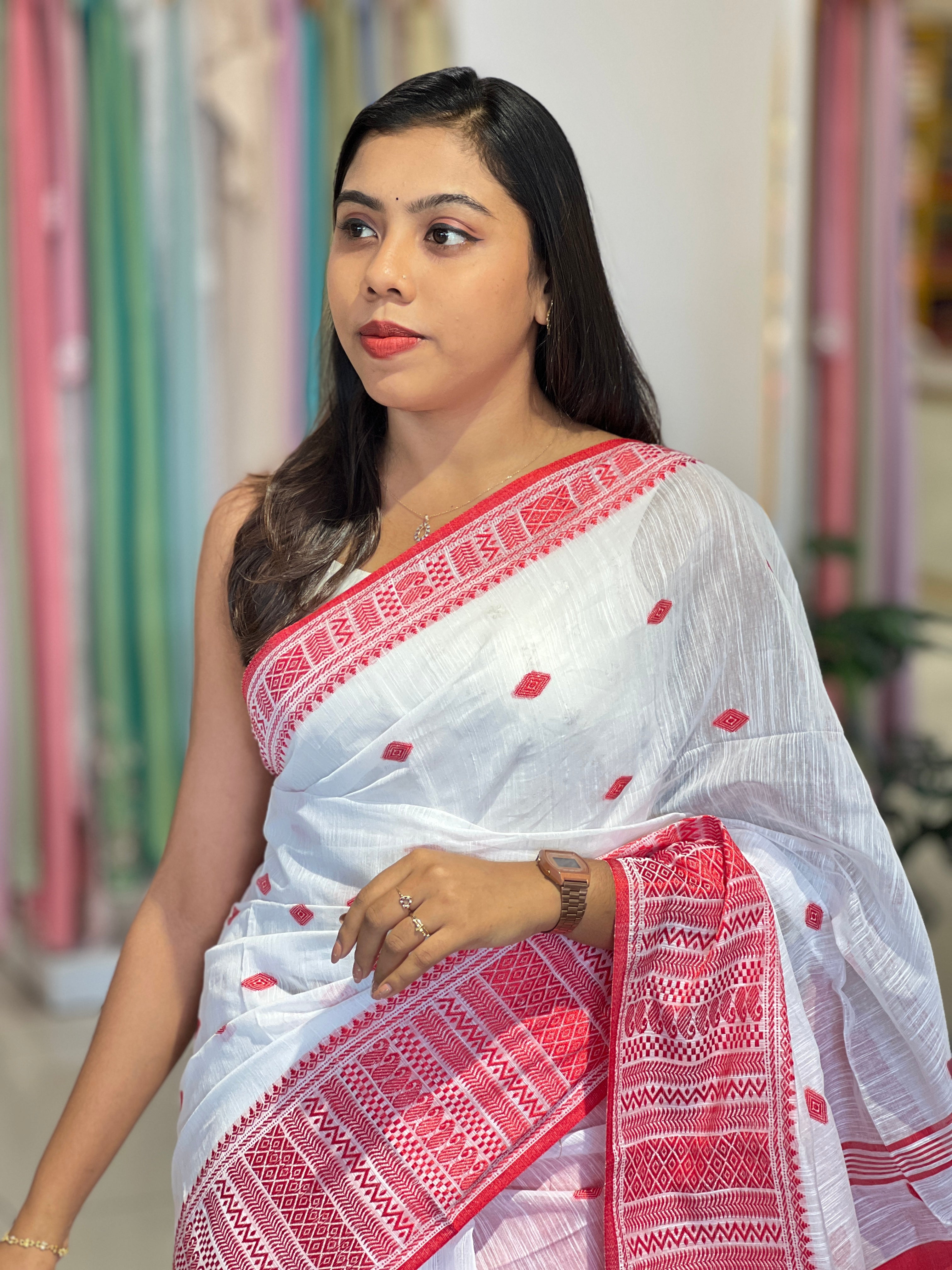 Scattered Thread Weaved Bhagalpuri Linen Saree |RP819