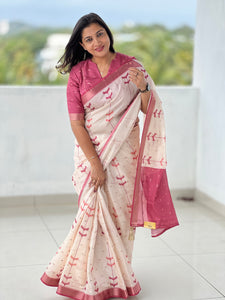 Digital Printed Semi Silk Saree | HT221