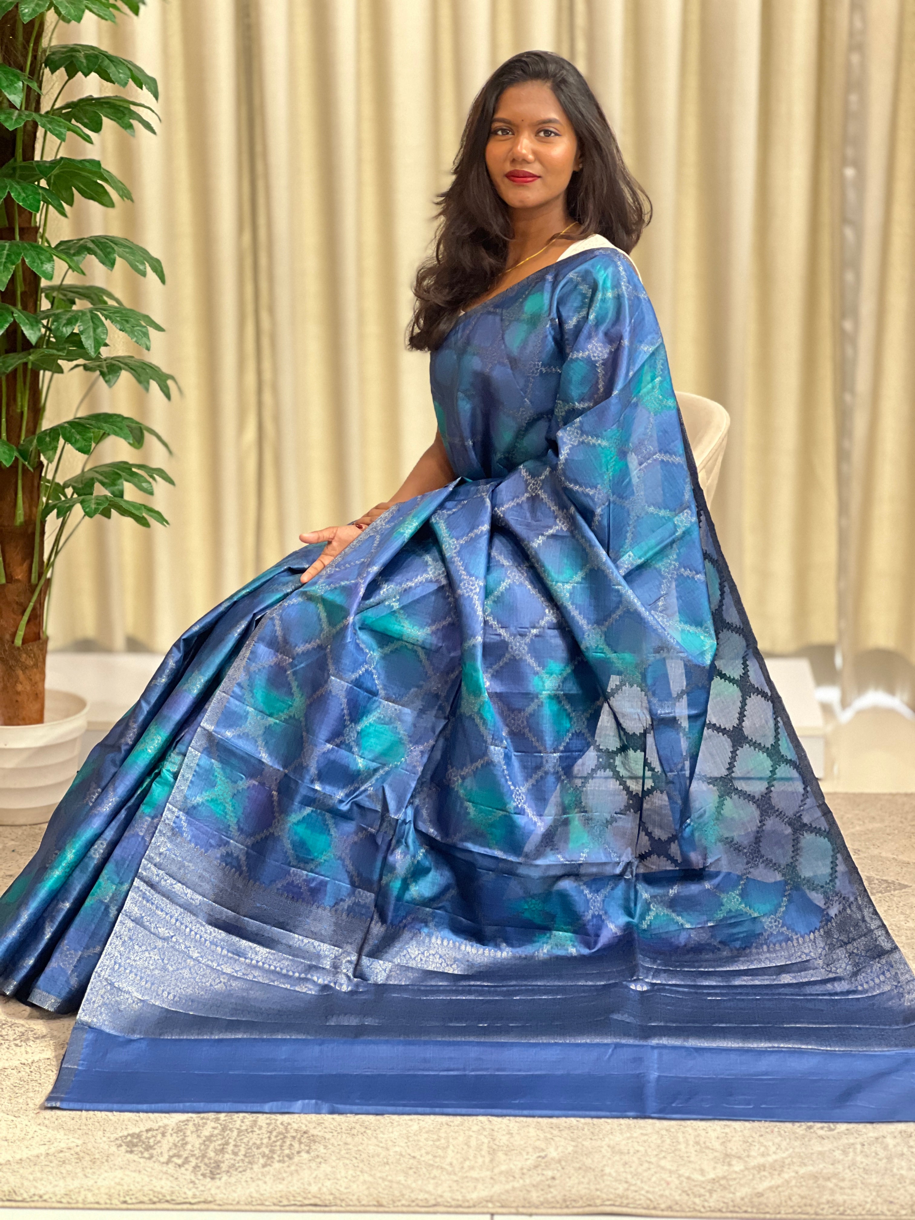 Tie & Dye Pattern Tussar Saree  | GA123