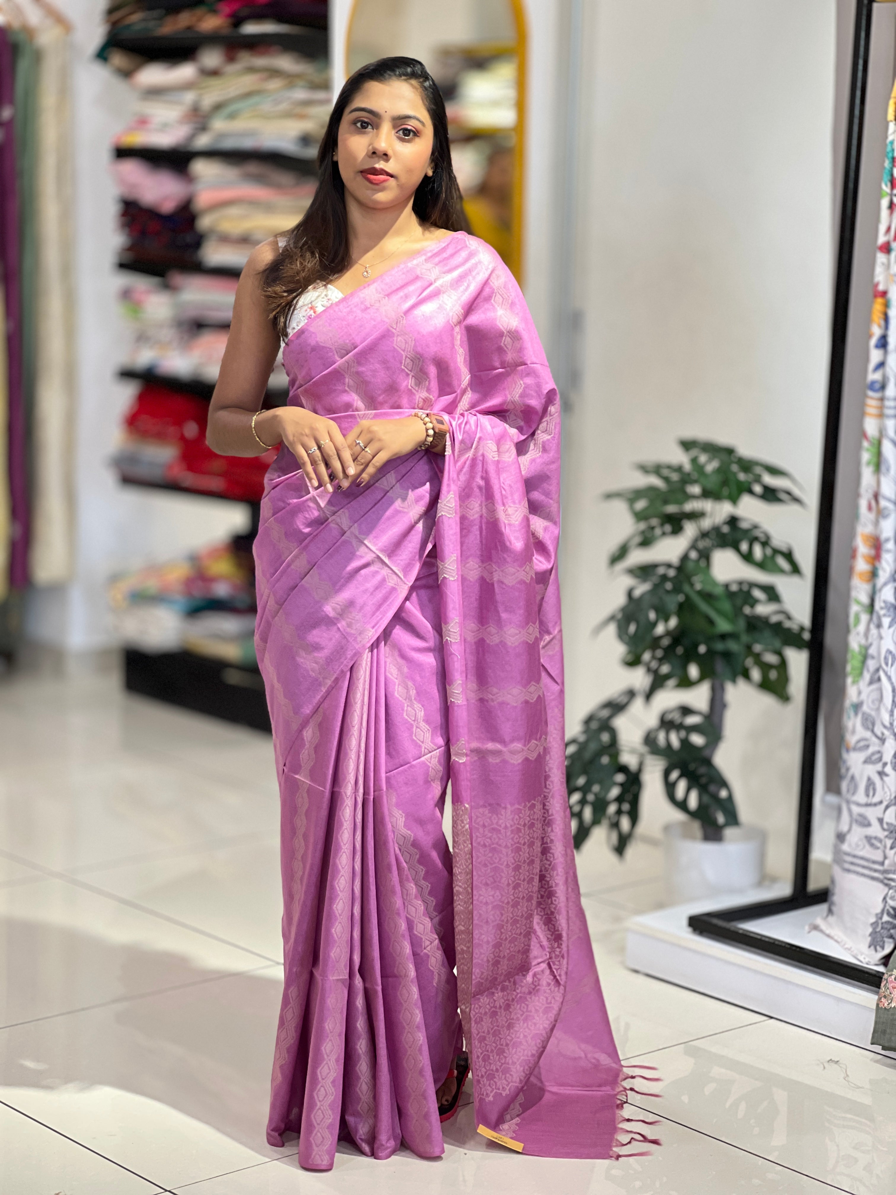 Thread Weaved Bhagalpuri Linen Saree | PF1123