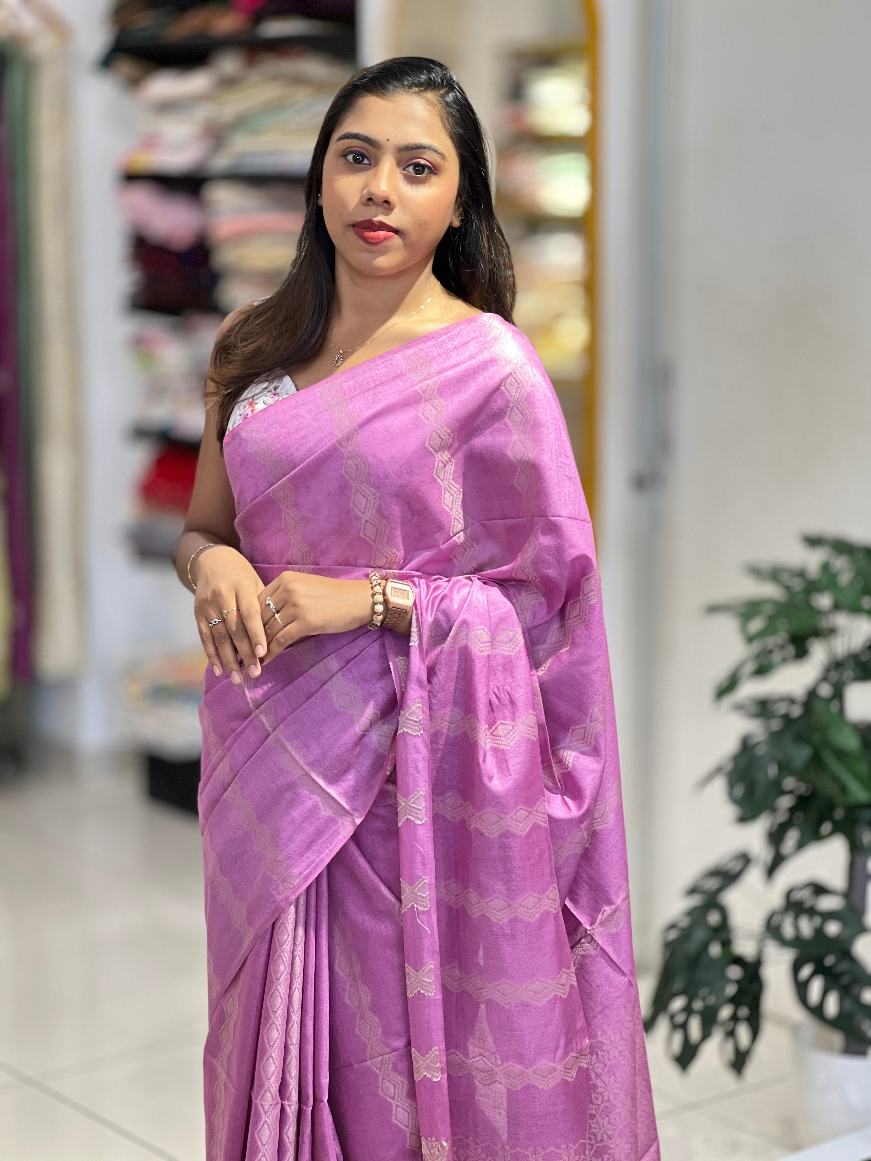 Thread Weaved Bhagalpuri Linen Saree | PF1123