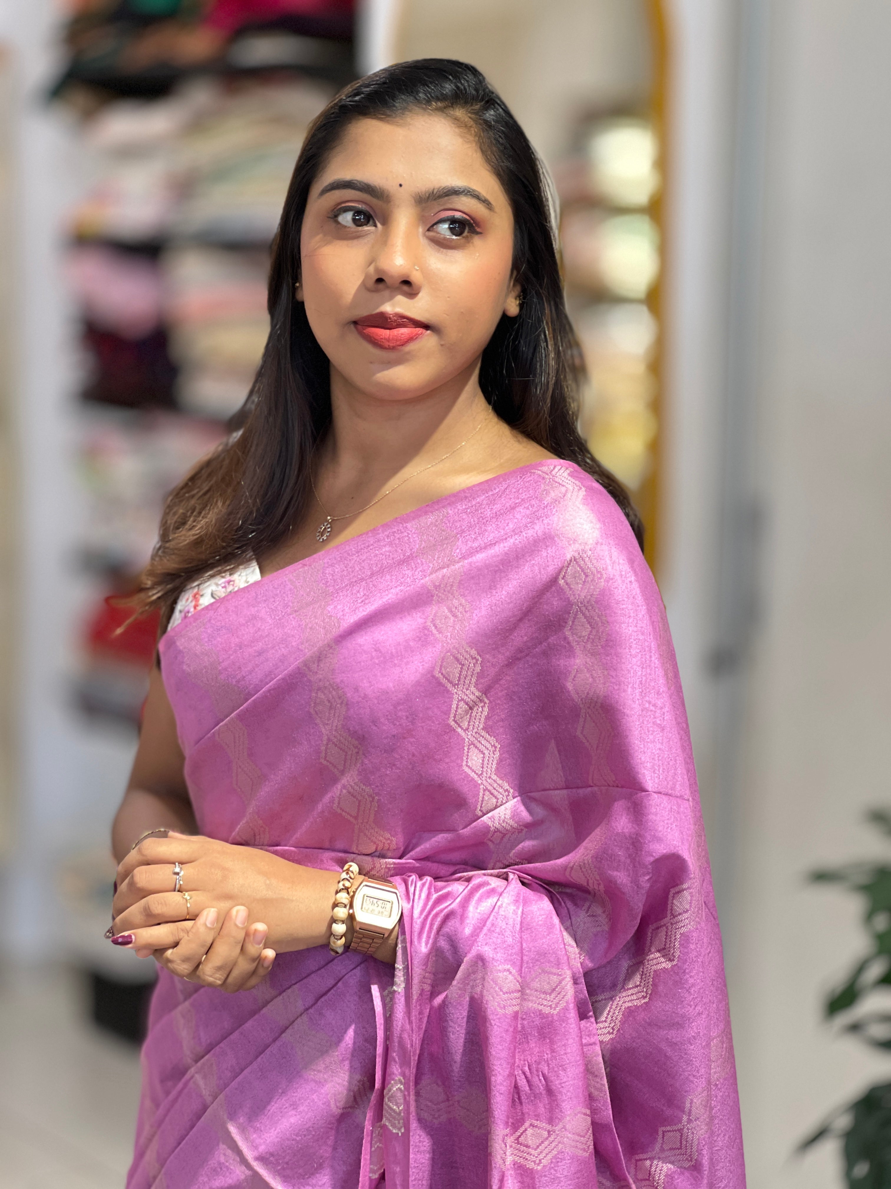 Thread Weaved Bhagalpuri Linen Saree | PF1123