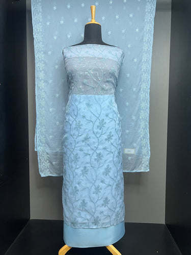 Machine Embroidery With Sequence Detailed Organza Salwar Set | SW2202