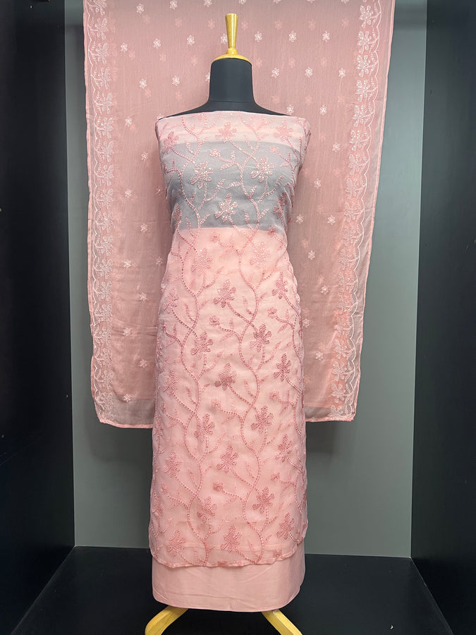 Machine Embroidery With Sequence Detailed Organza Salwar Set | SW2203