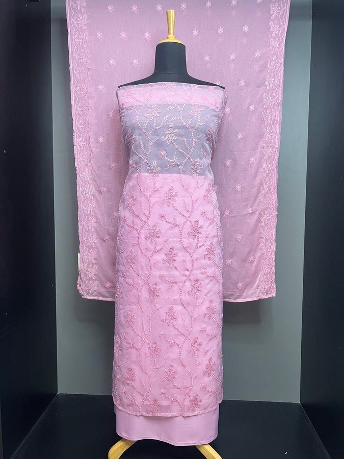 Machine Embroidery With Sequence Detailed Organza Salwar Set | SW2201