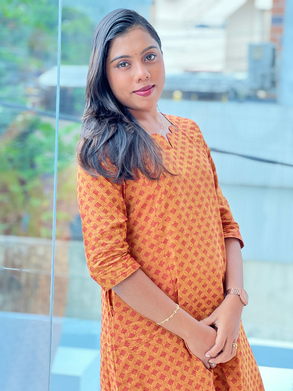 South Cotton A line Kurta With Contrast Thread Woven Boot | MSN300