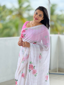 Floral Digital Printed Georgette Saree | HT197