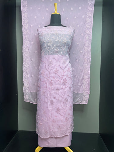 Machine Embroidery With Sequence Detailed Organza Salwar Set | SW2204