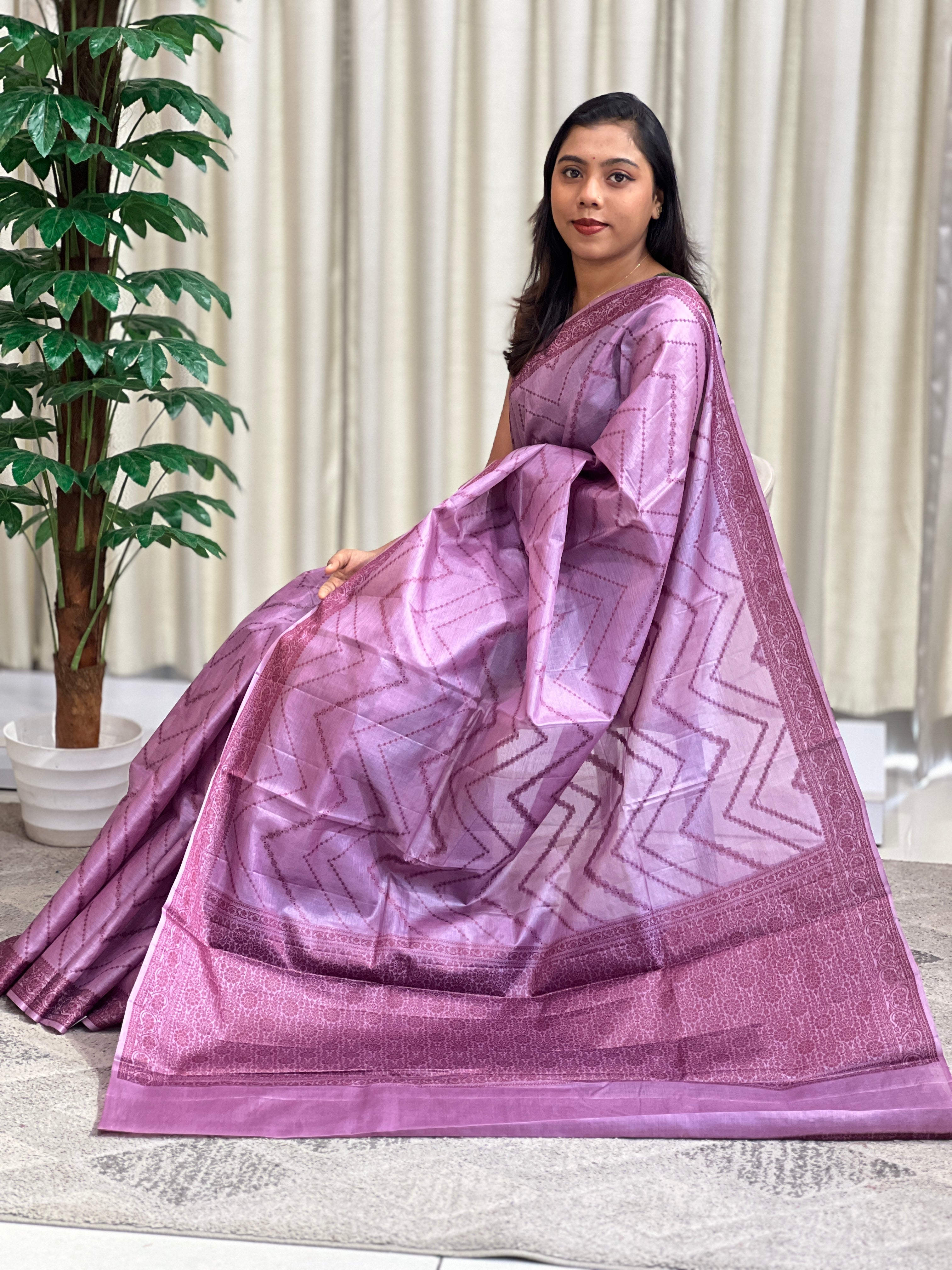 Thread Woven Pattern Tussar Saree | GA113