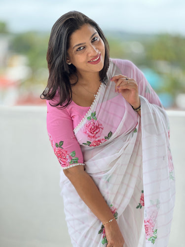 Floral Digital Printed Georgette Saree | HT197