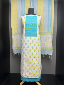 Block Print With Embroidery Detailed Cotton Salwar Set | SW2183