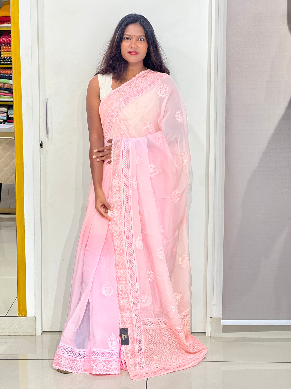 Lucknowi Embroidered Organza Saree | MM714