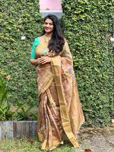 Digital Floral Printed Chanderi Saree | ACT1299