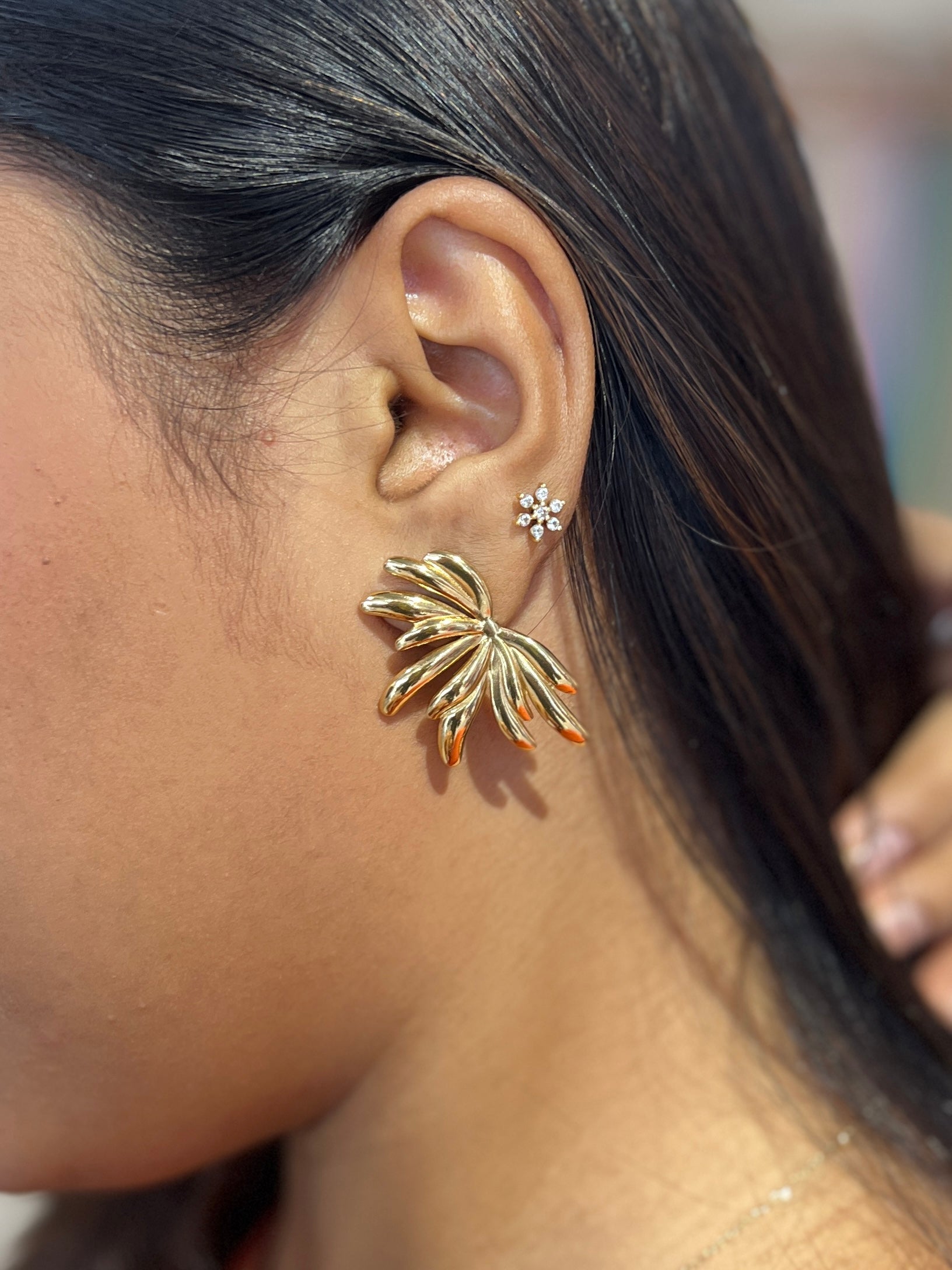 Elegant Gold Fern Earrings | JE190