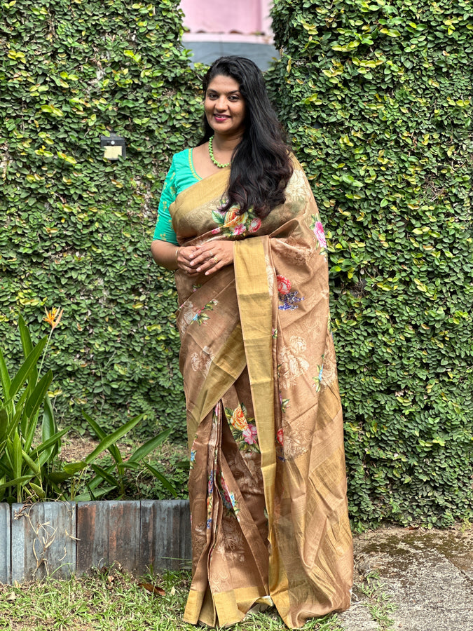 Digital Floral Printed Chanderi Saree | ACT1299