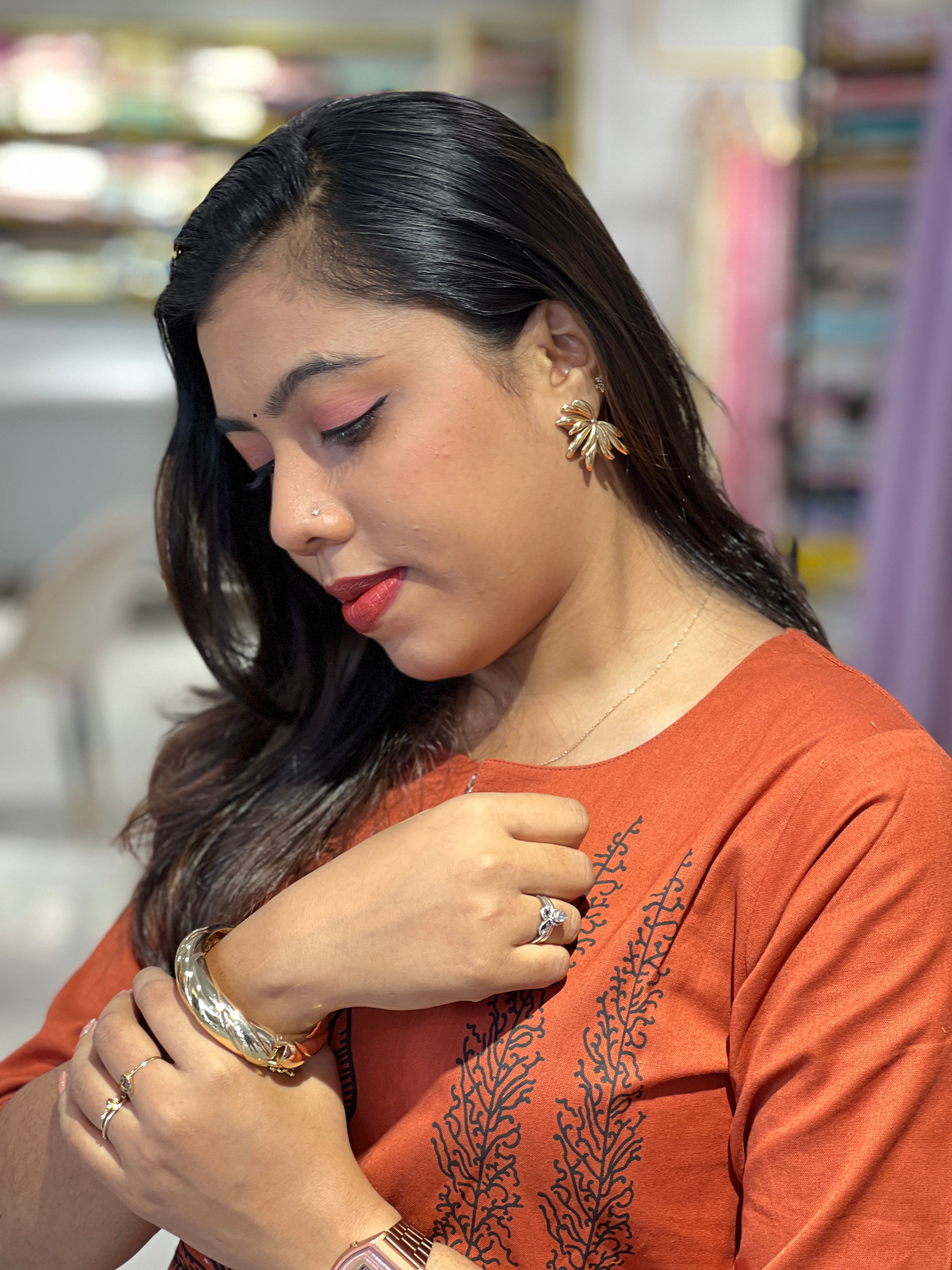 Elegant Gold Fern Earrings | JE190