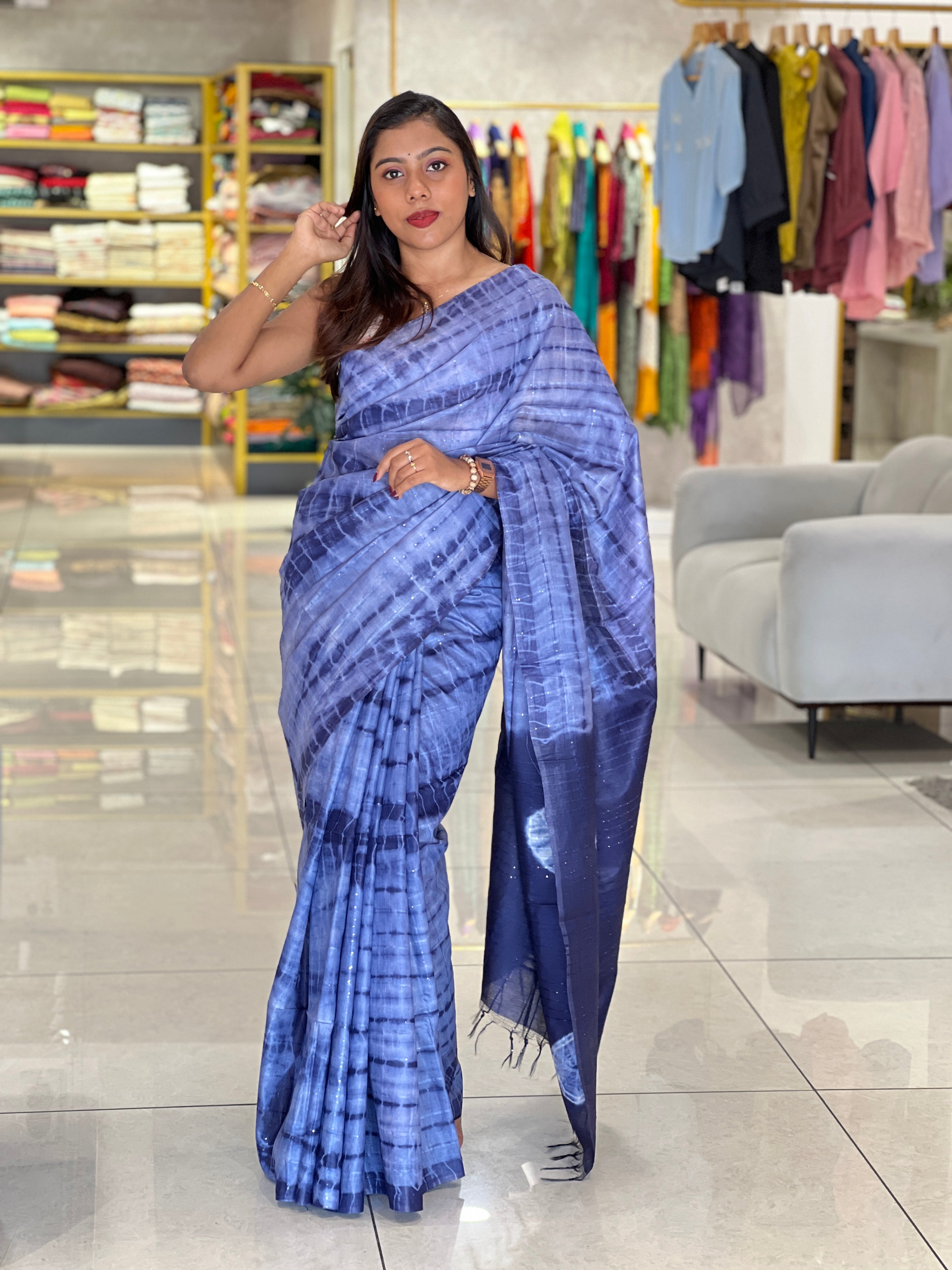 Tie & Dye With Kesiya Detailed Tussar Finish Saree | PF1108