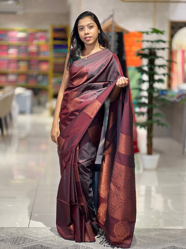 Copper Zari Woven Kora Silk Finish Saree |  PRS102