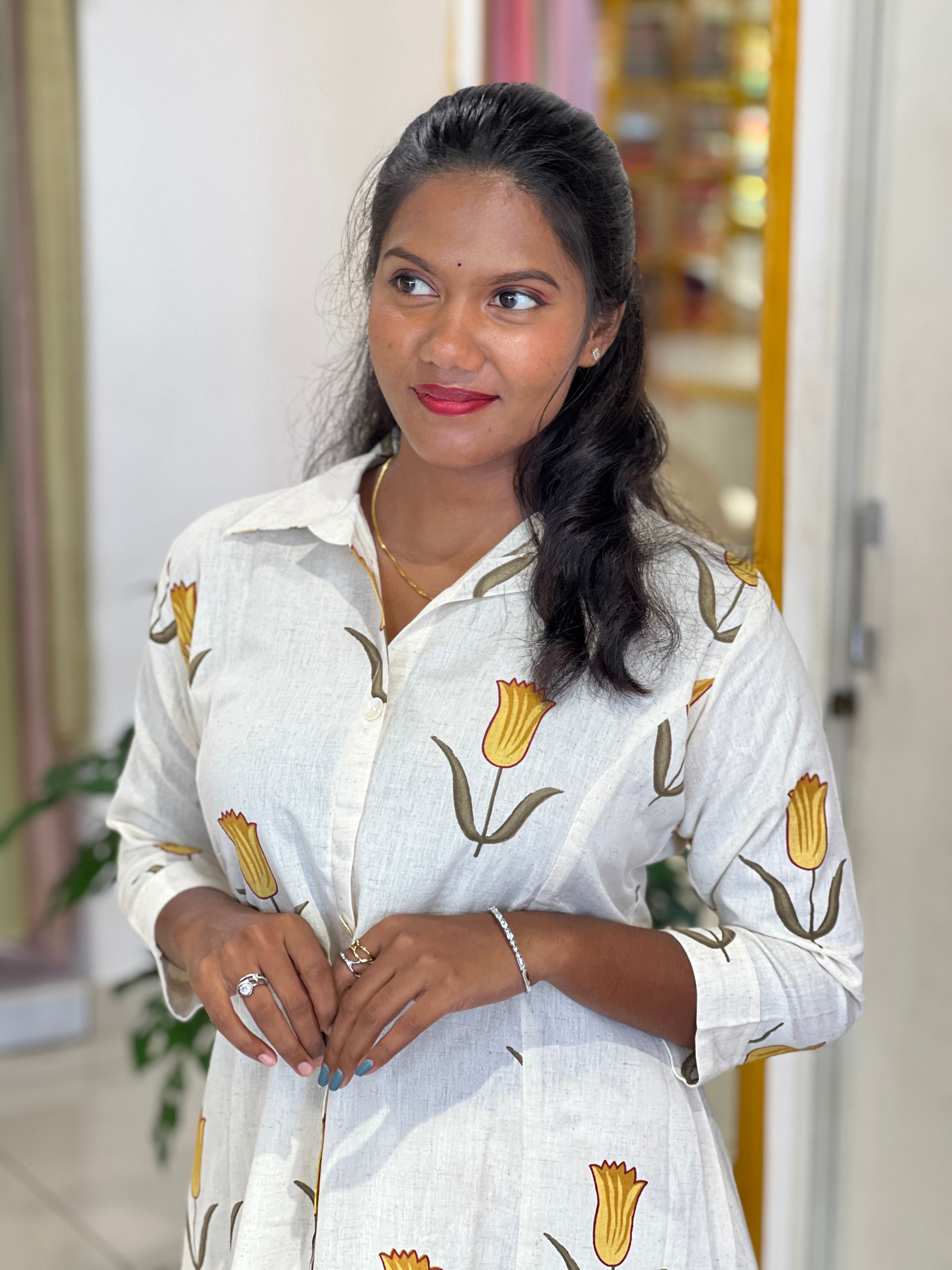 Floral Painted Kora Cotton Kurta Set |DVC124