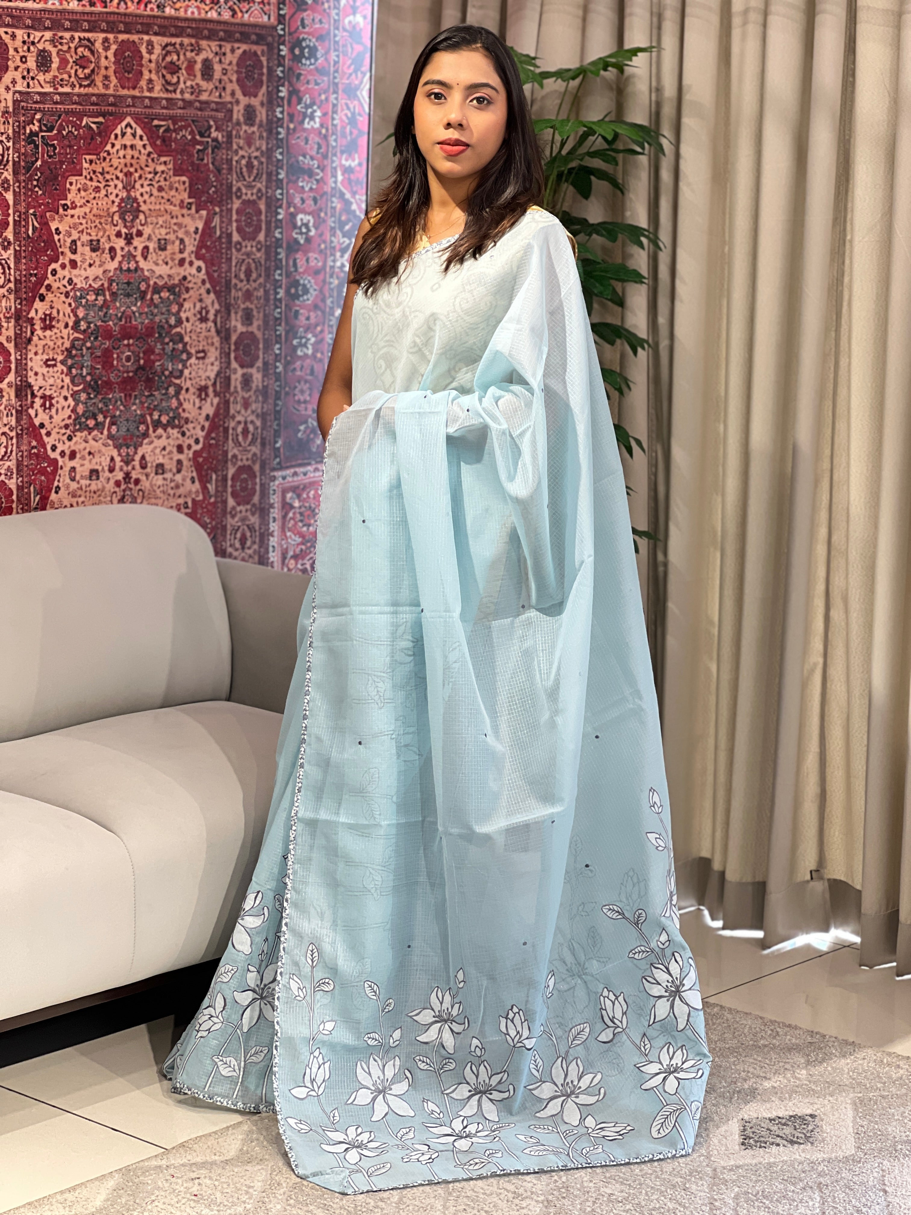 Floral Applique Detailed Kota Saree | BLD1594