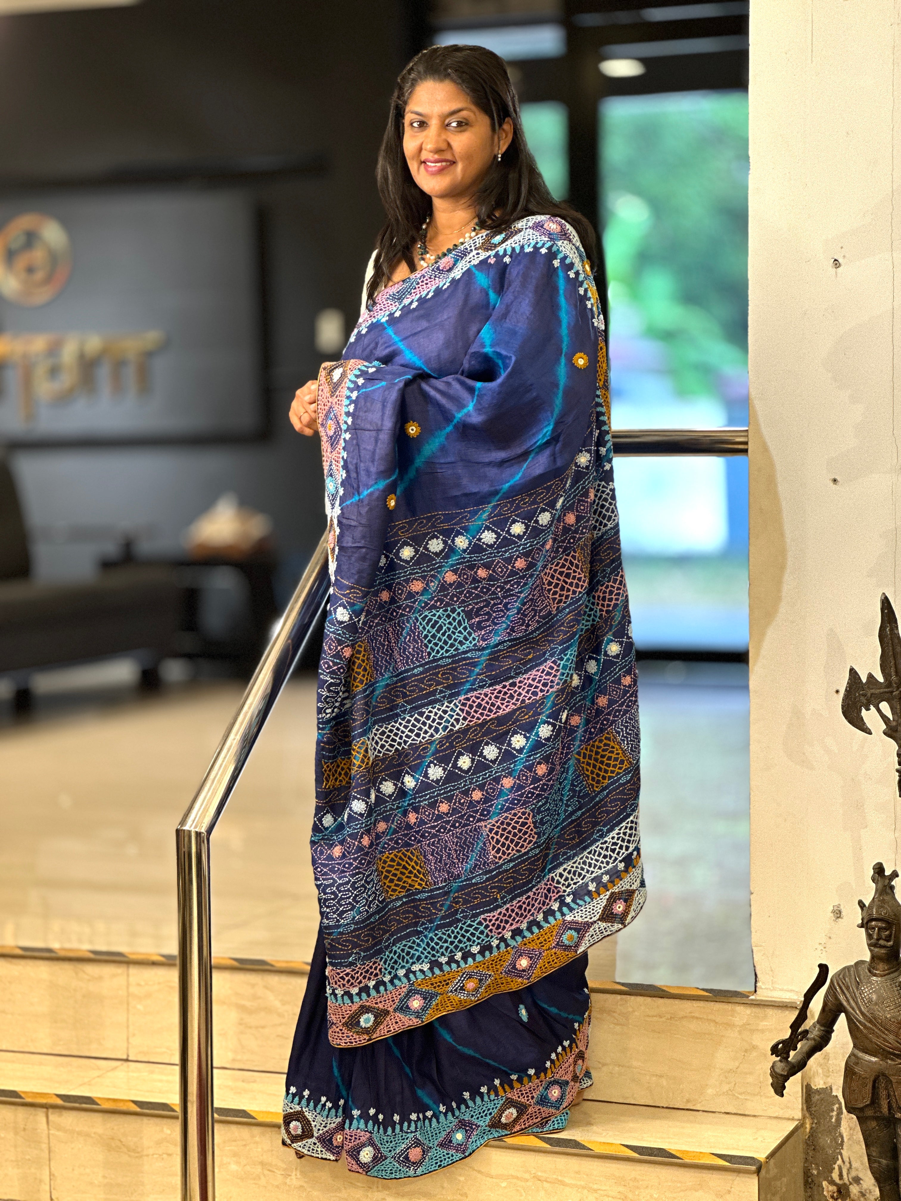 Traditional Hand Work & Shibori Detailed Tussar Saree | AYD157