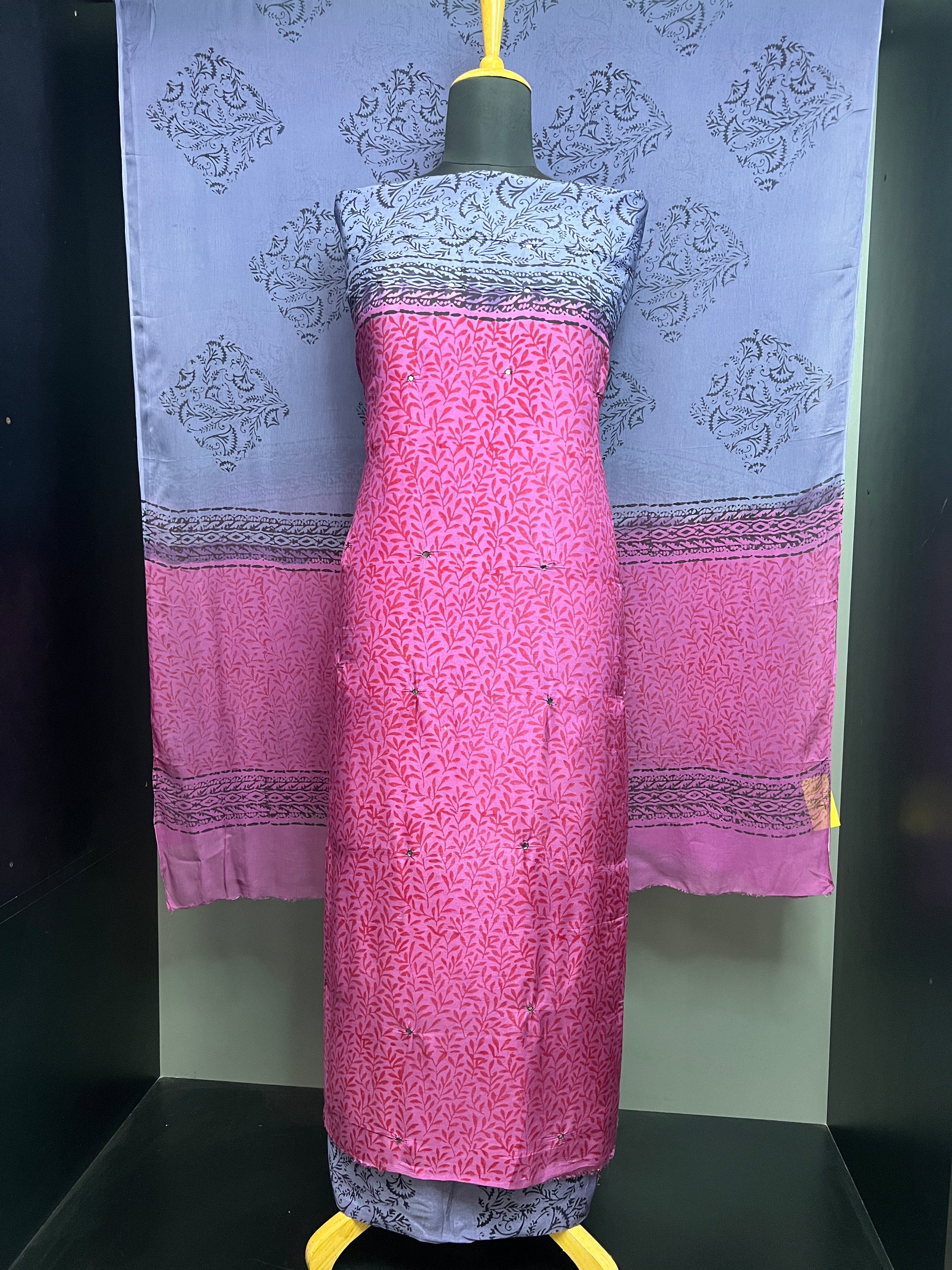 Digital Print With Mirror Detailed Muslin Silk Salwar Set | SF1174