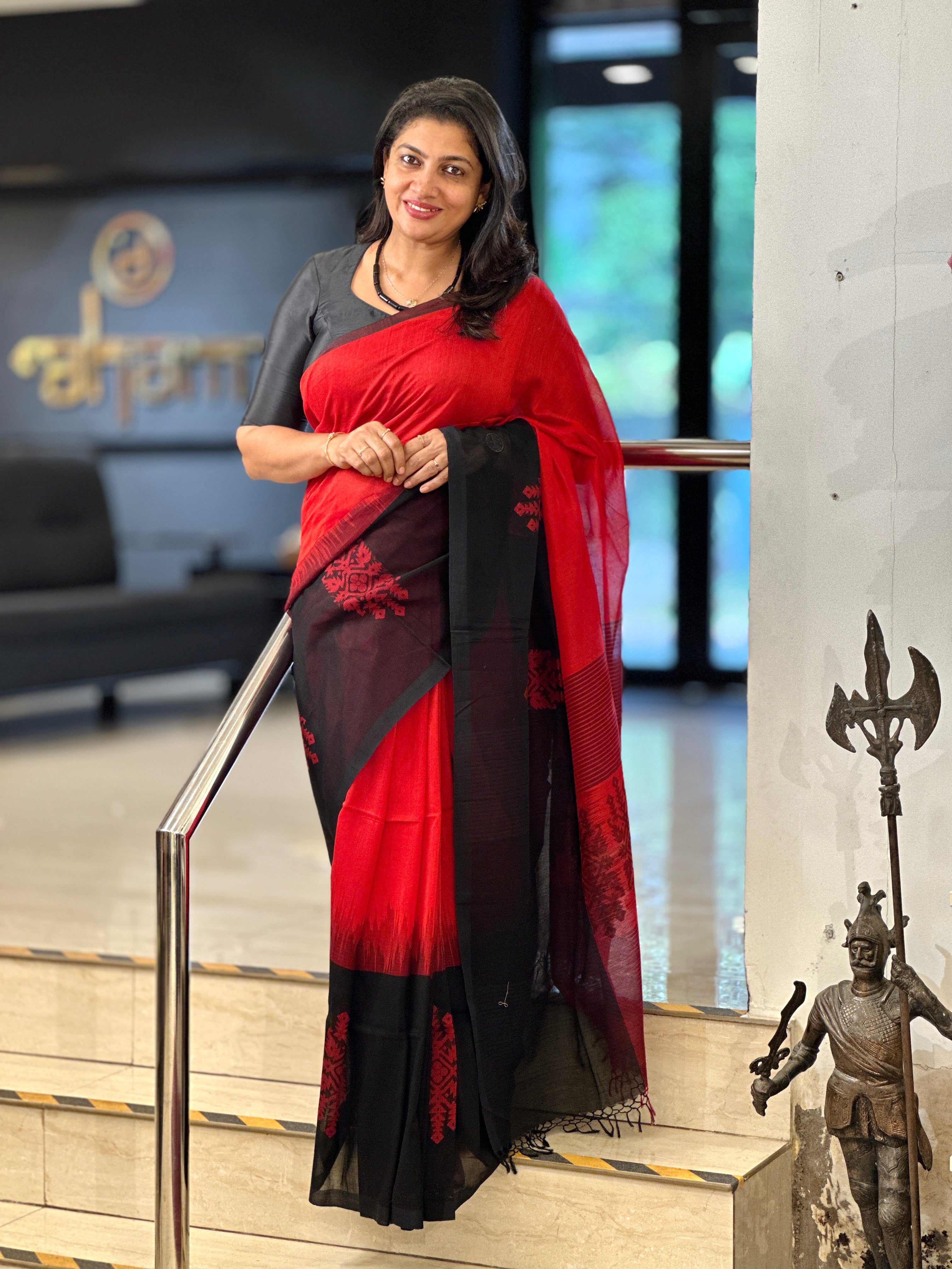 Jamdani Woven Handloom Pure Cotton Saree | AYD186