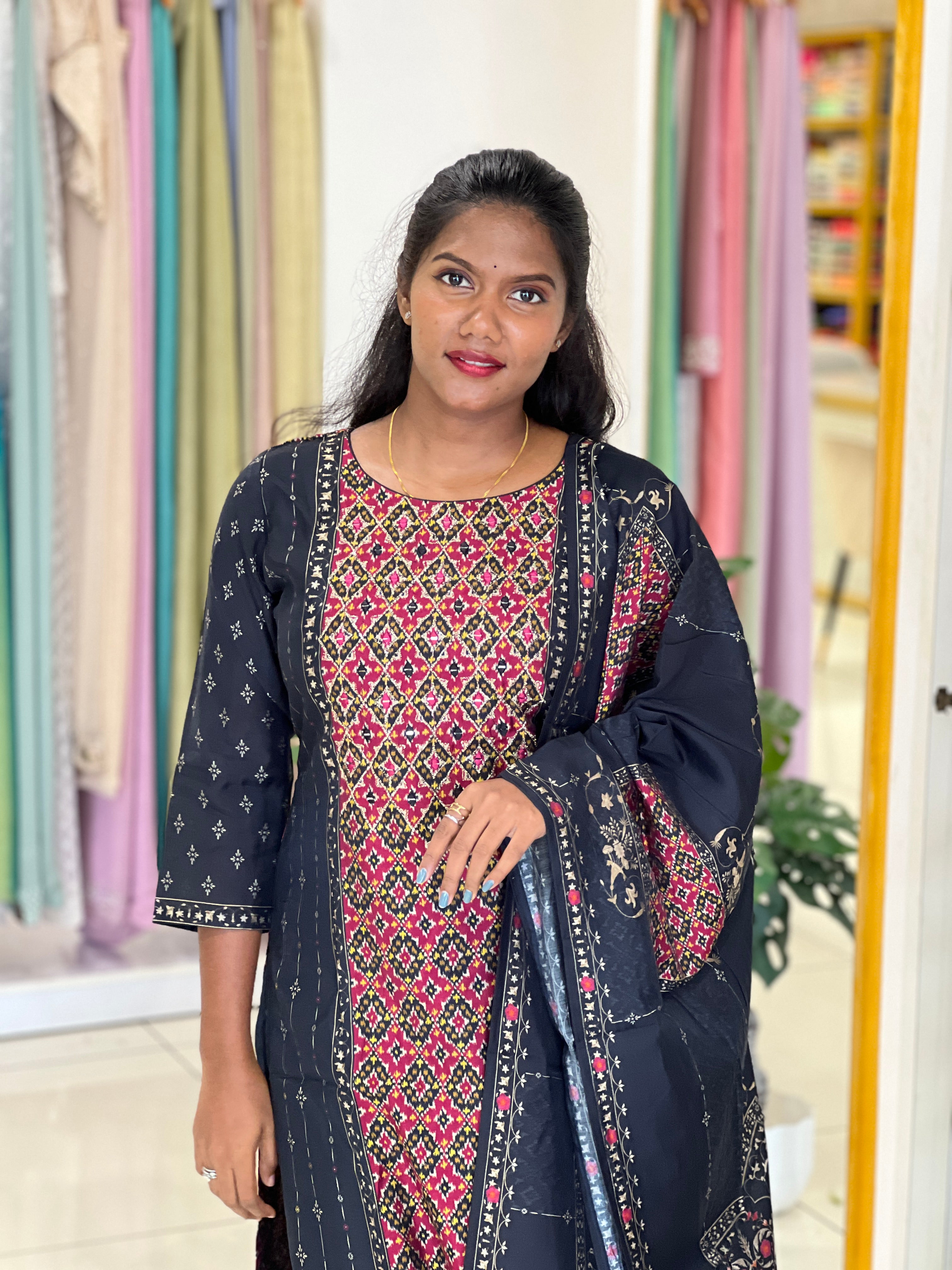 Digital printed Semi Silk Kurta Set | DVC129