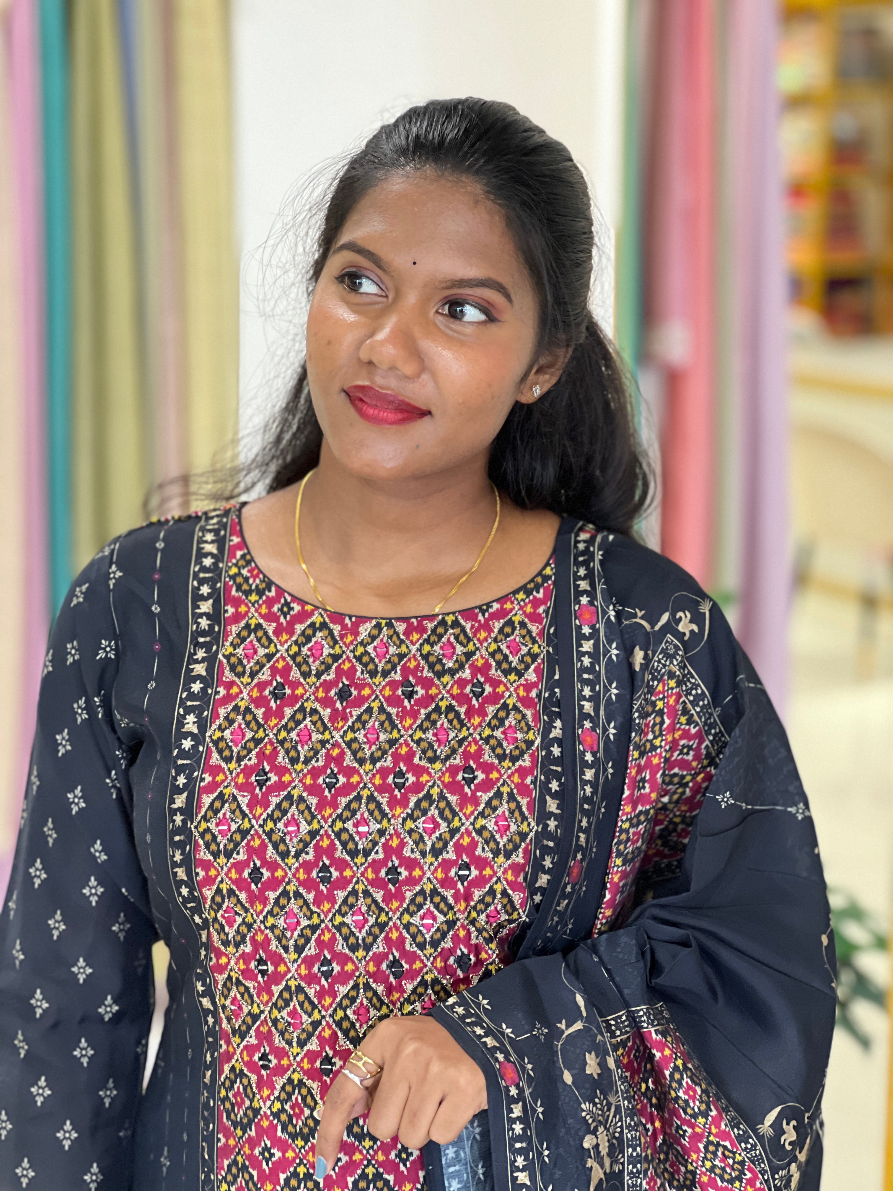 Digital printed Semi Silk Kurta Set | DVC129