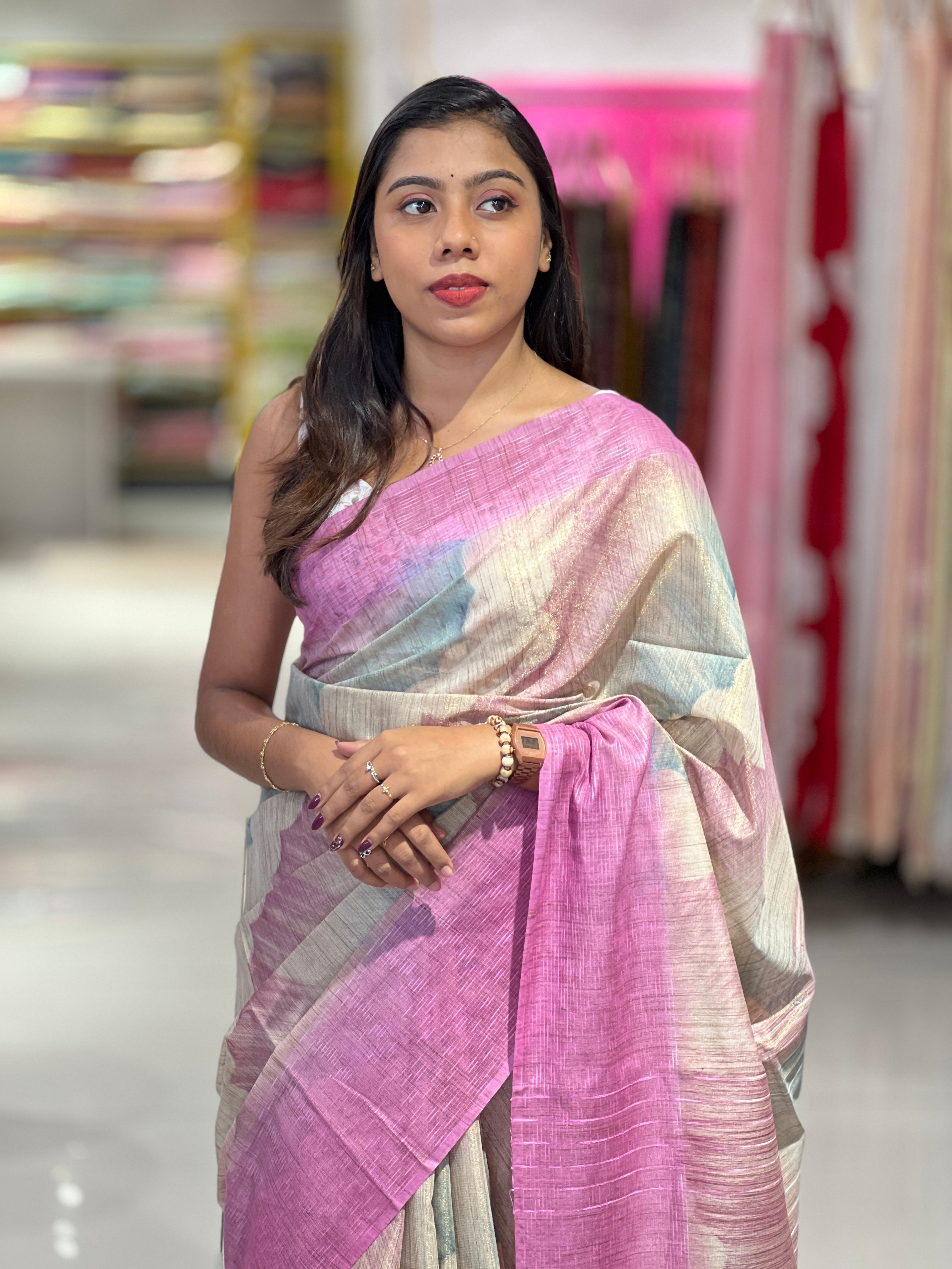 Printed Semi Tussar Saree | PF1086
