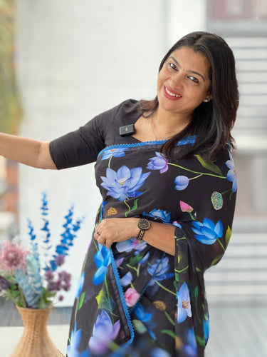 Floral Digital Printed Georgette Saree  | HT216