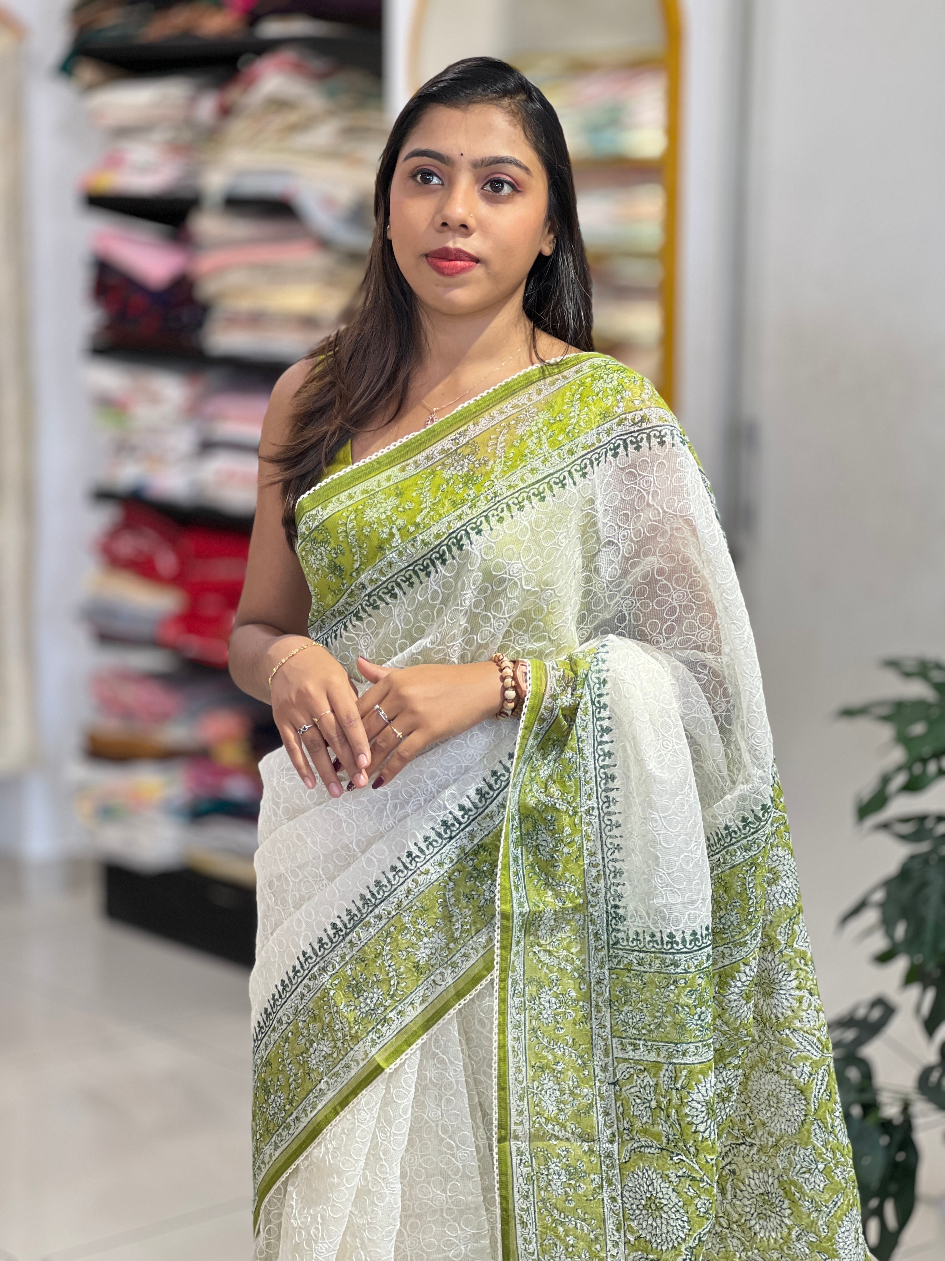 Floral Embroidery Tepchi Kota Saree | PF1186