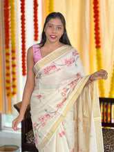 Floral Digital Print Detailed Tissue Saree | GAT404