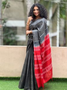 Kantha Weaving Pattern Bhagalpuri Linen Saree | MRD333