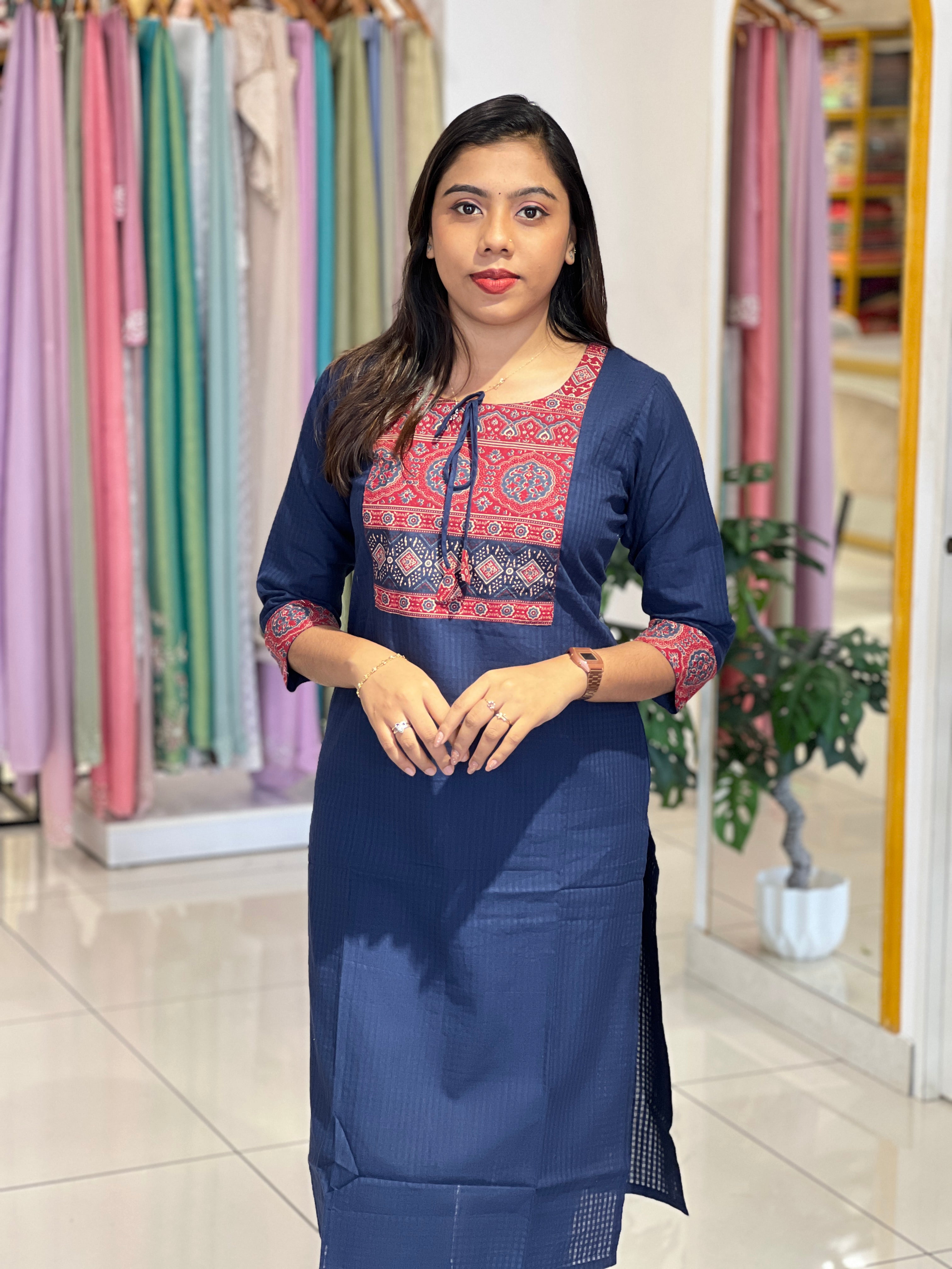 Ajrakh Printed Cotton Kurta |DVC138