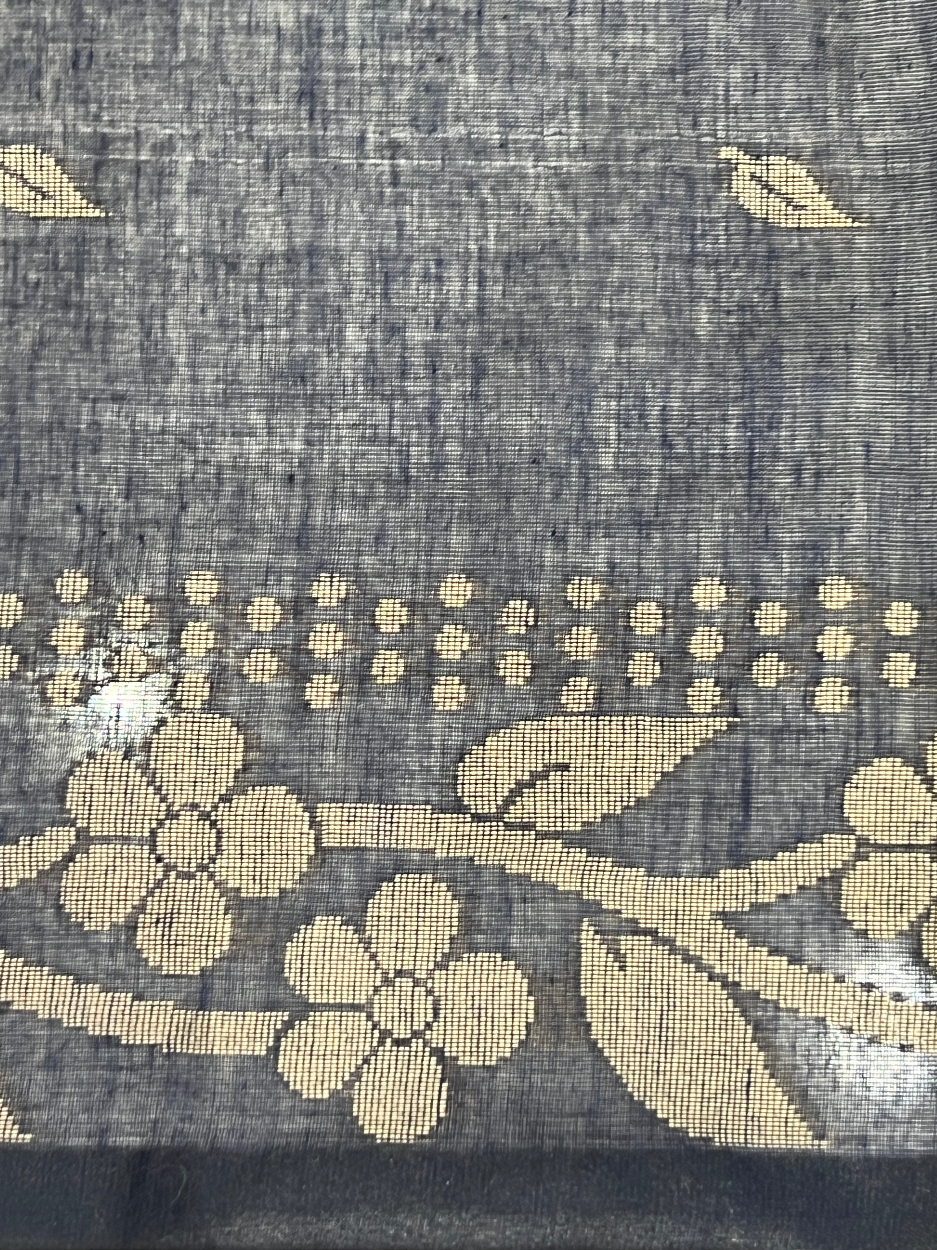 Floral Patterned Thread Weaving Linen Cotton Saree | PF1172