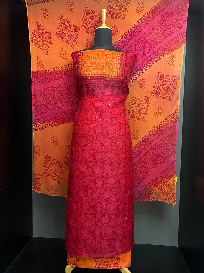 Print With Nalgonda Mirror Detailed Kota Salwar Set | SF1158