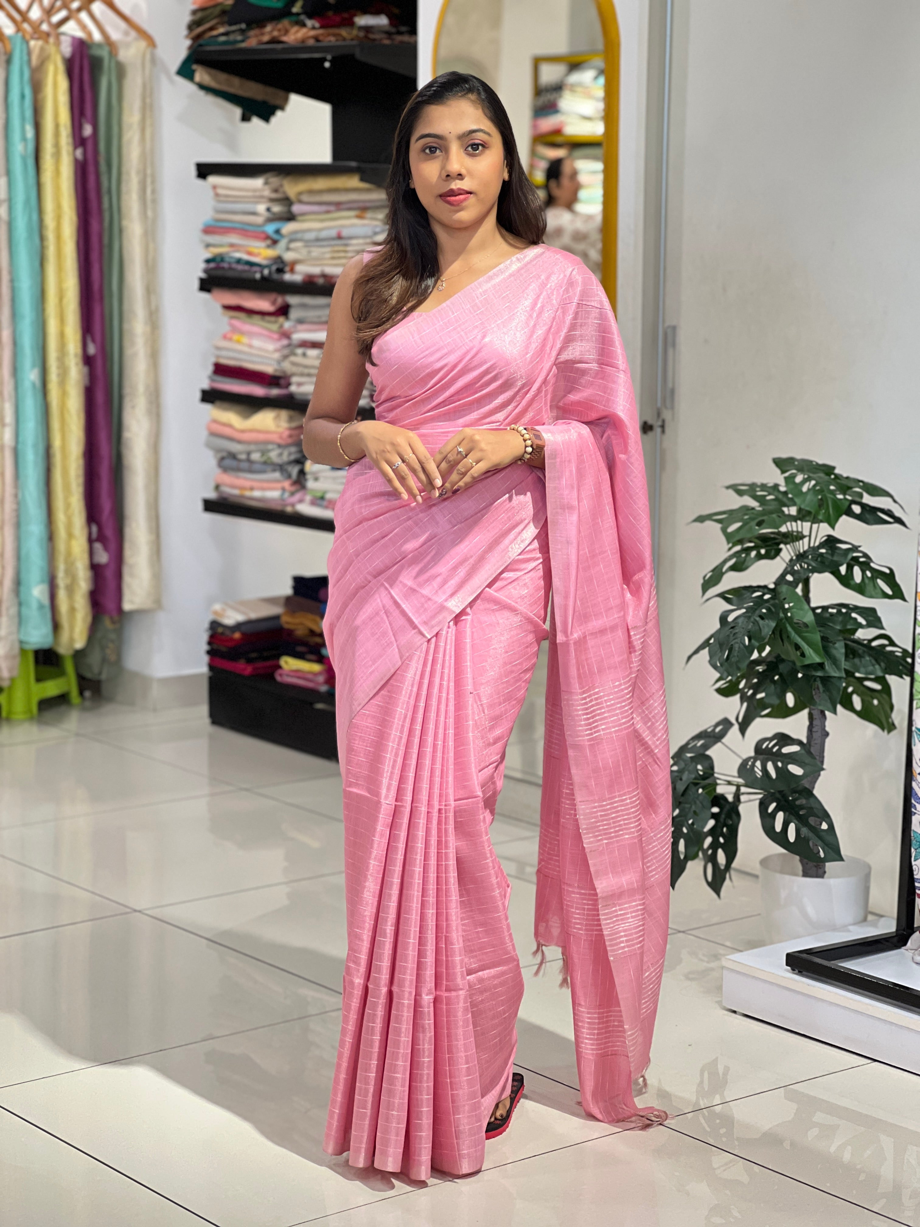 Thread Weaved Linen Finish Saree | PF1157