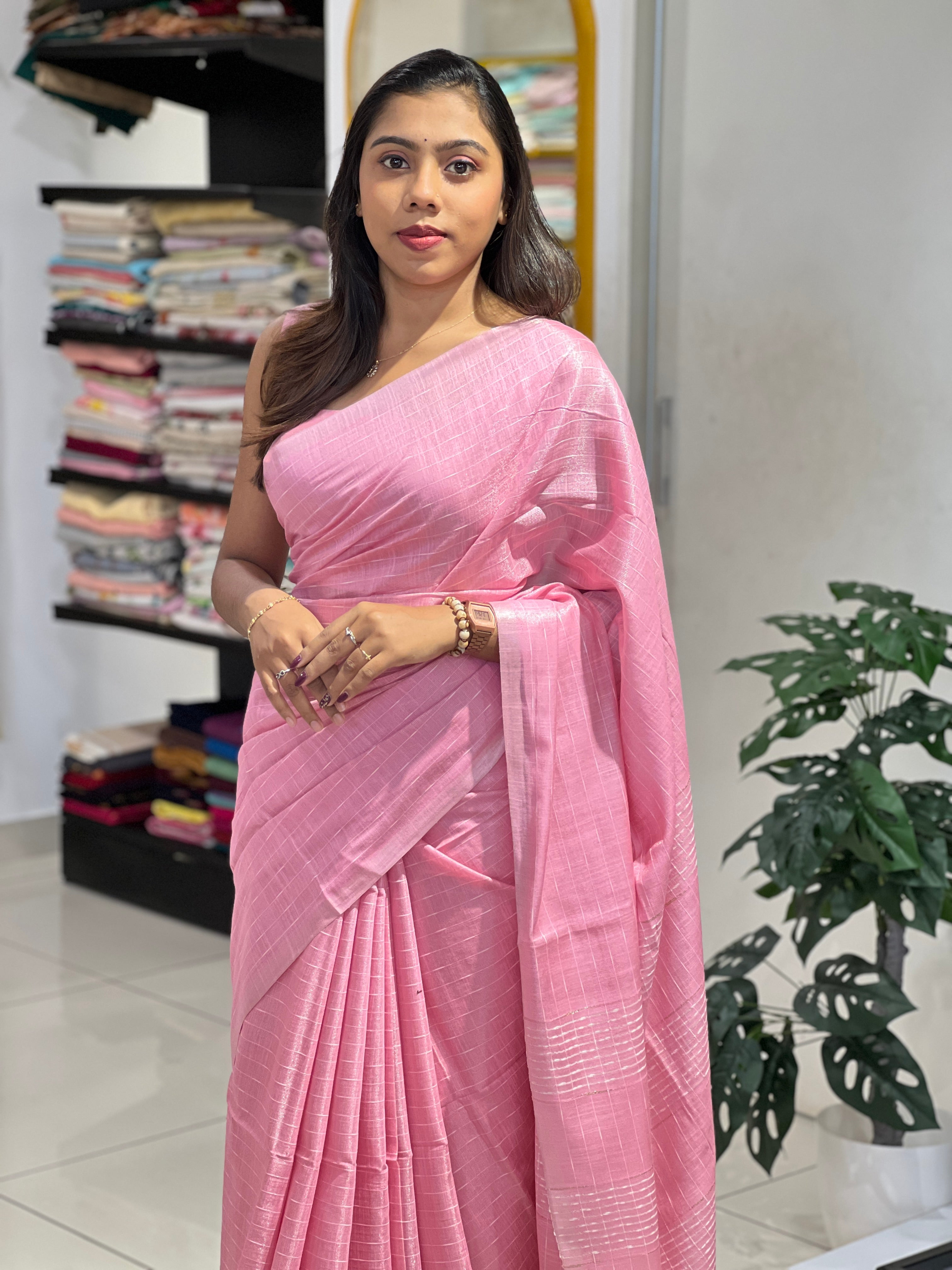 Thread Weaved Linen Finish Saree | PF1157