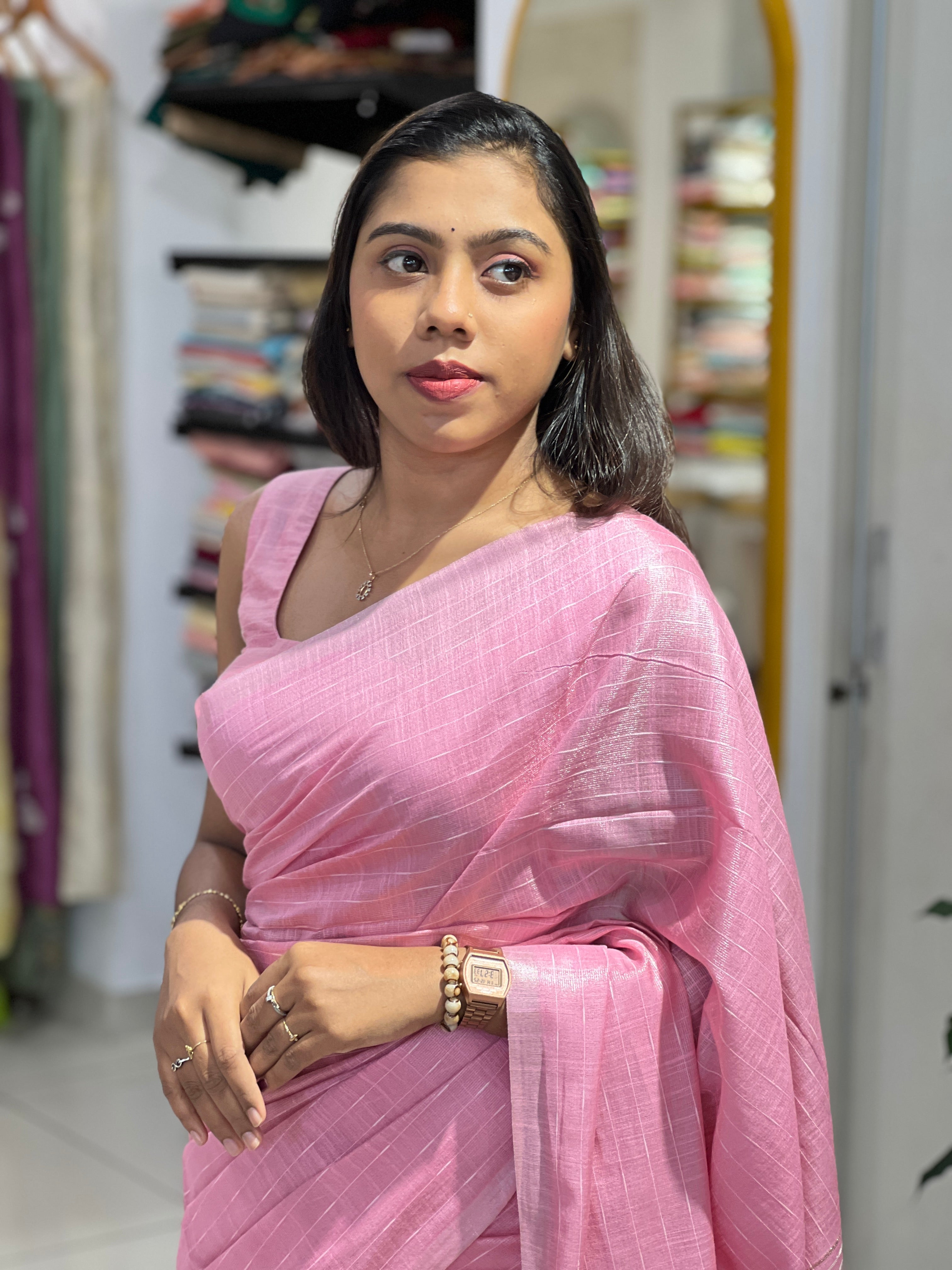 Thread Weaved Linen Finish Saree | PF1157