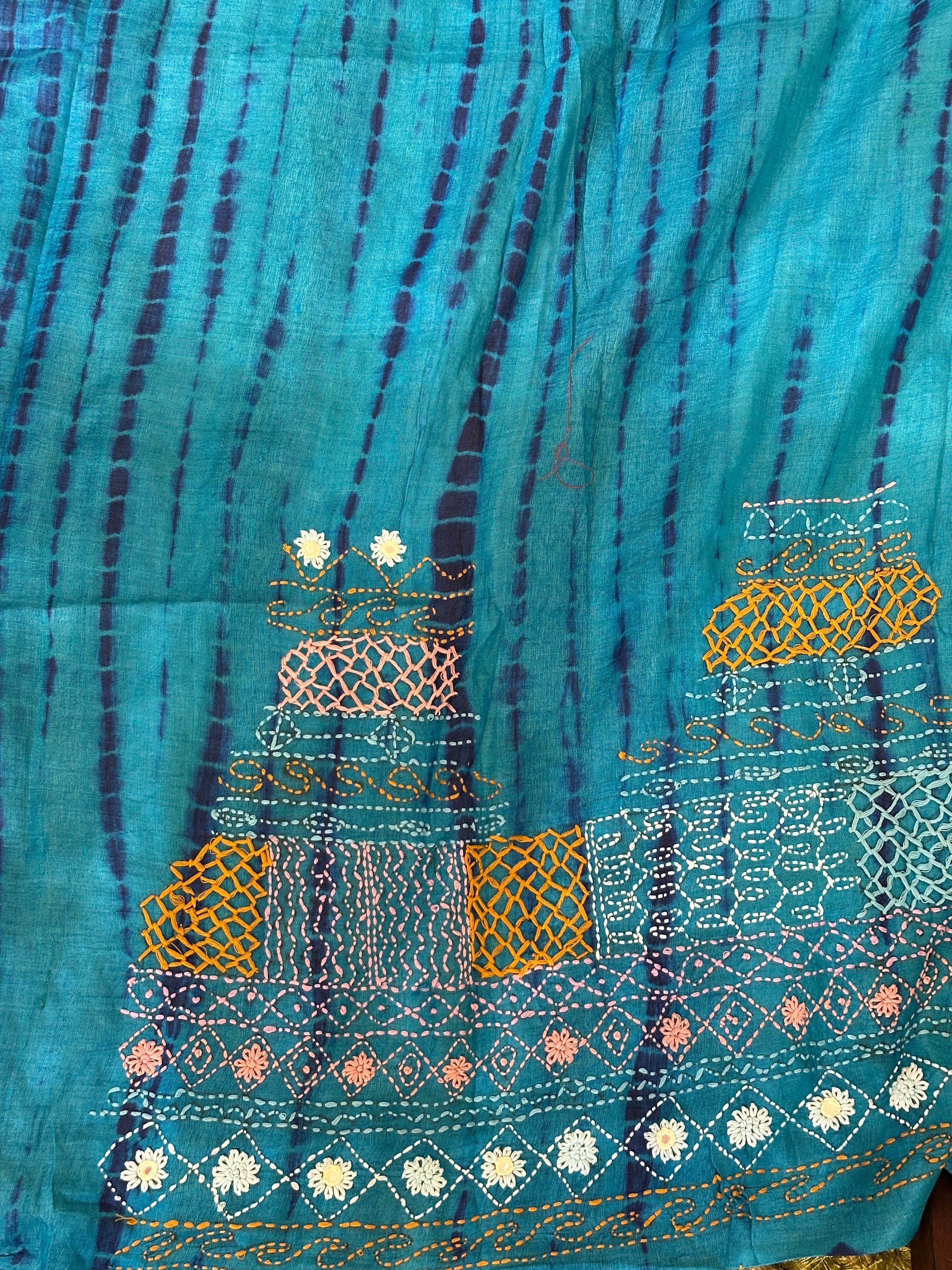 Traditional Hand Work & Shibori Detailed Tussar Saree | AYD157