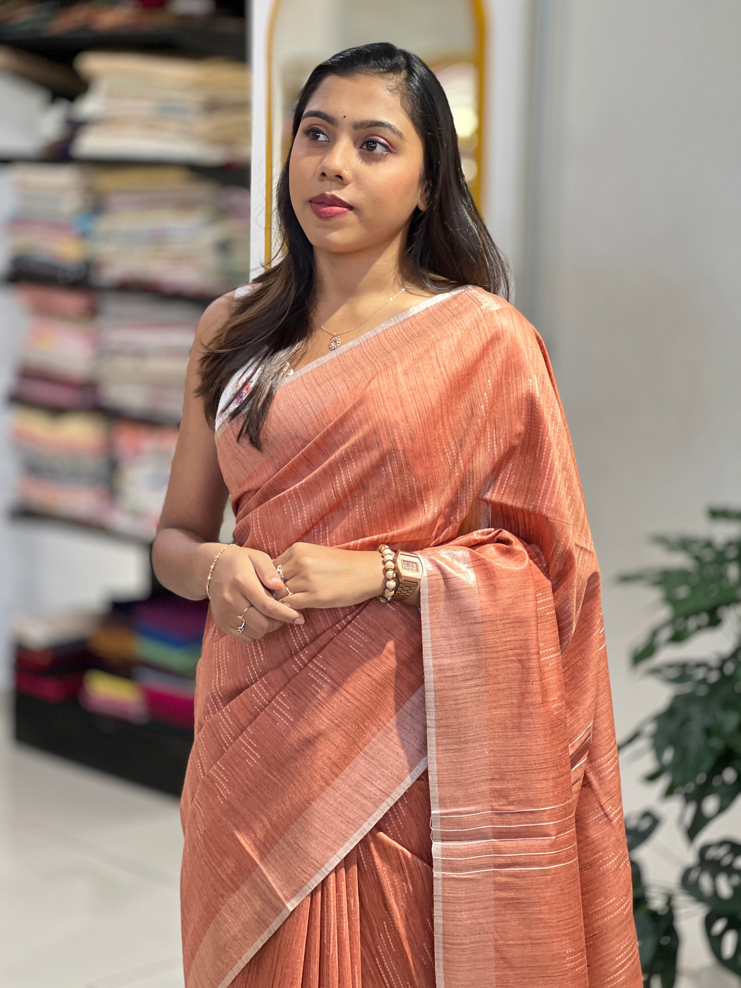 Thread Woven Semi Tussar Saree | PF1136