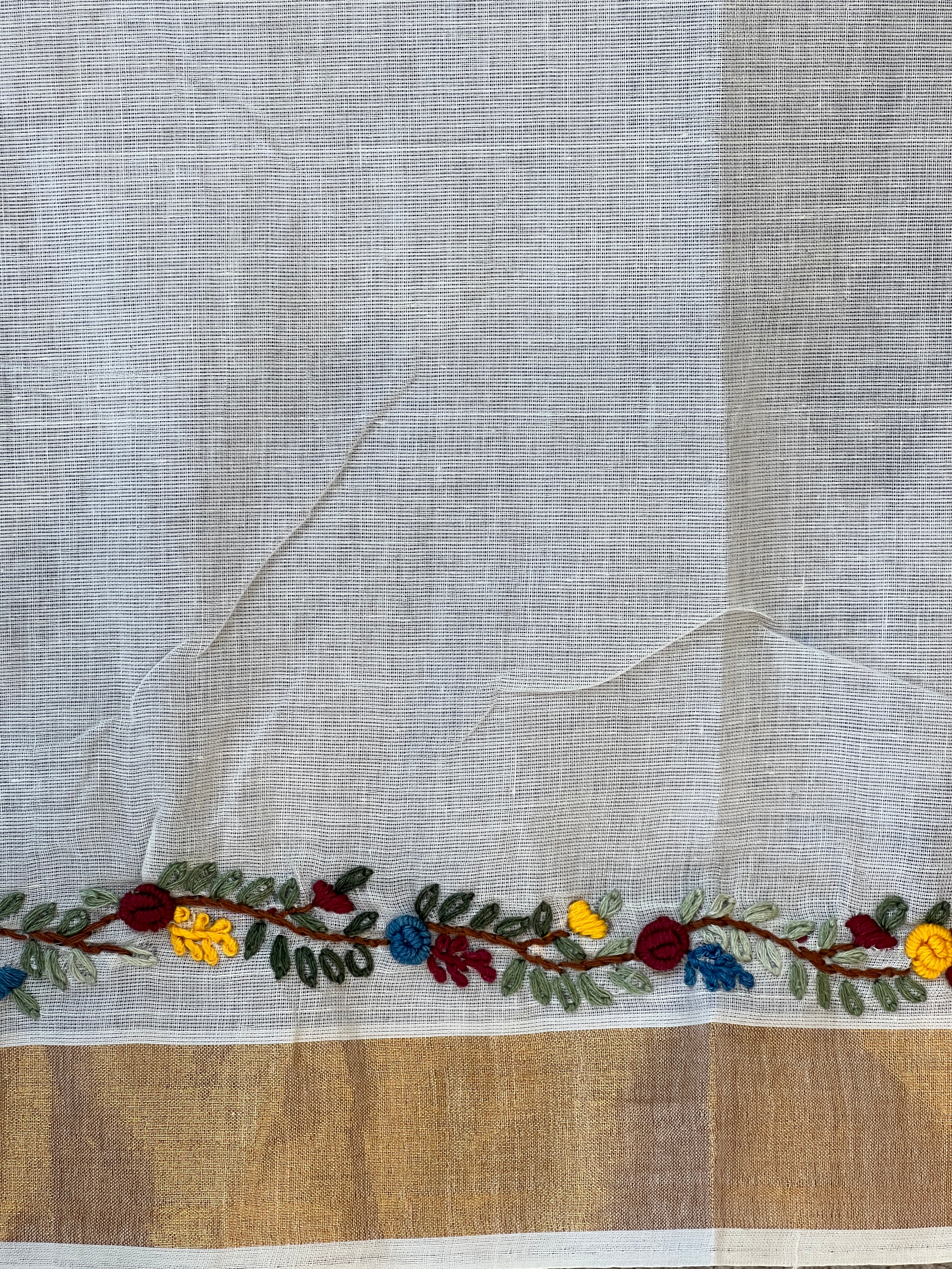 Hand Work Embroidered Linen Saree |RP804