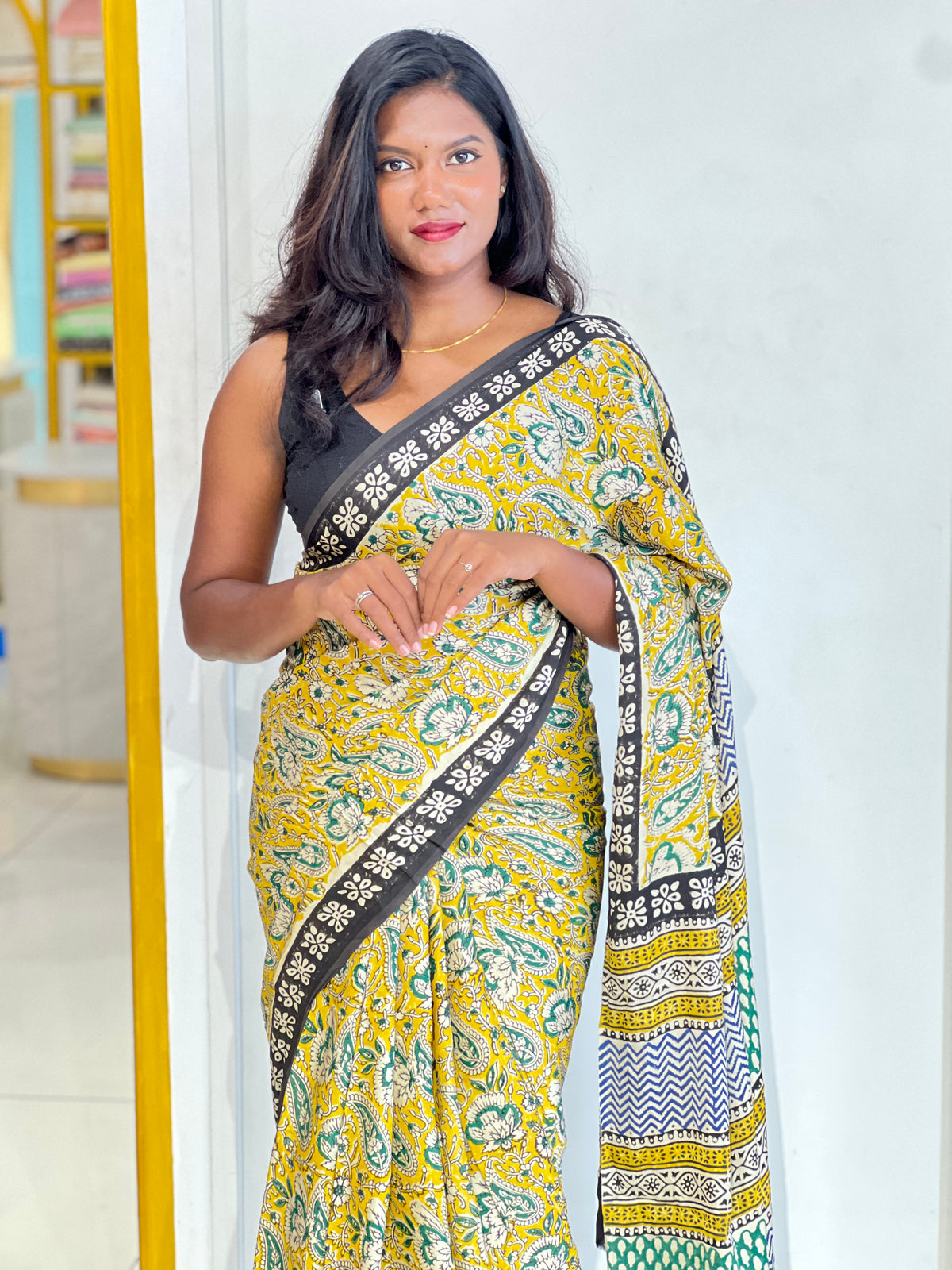Floral Printed Pattern Semi Modal Saree | AHD1998