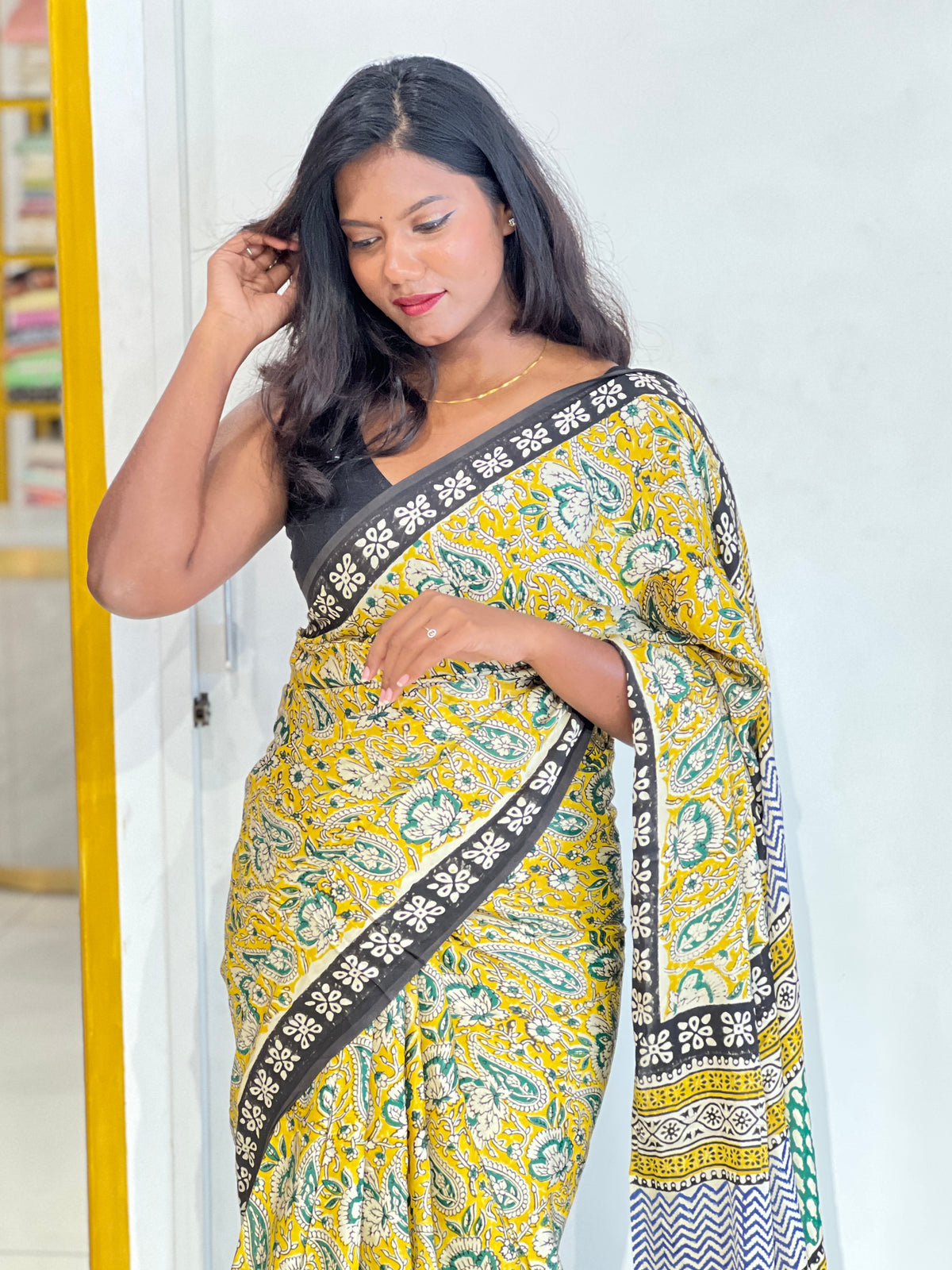 Floral Printed Pattern Semi Modal Saree | AHD1998